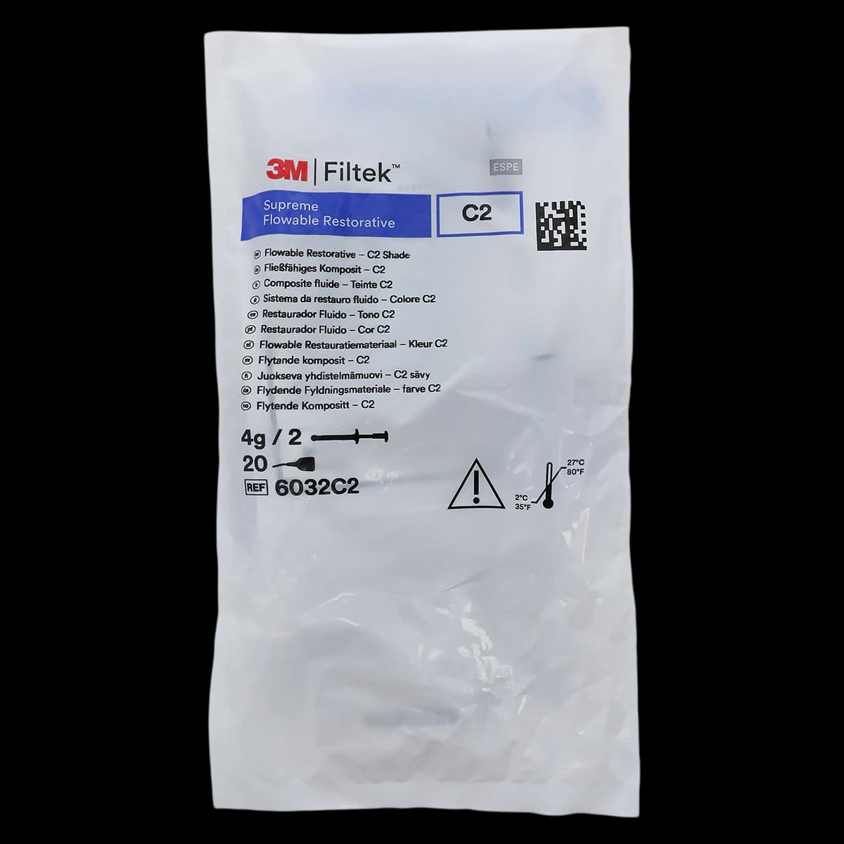 3M Filtek Supreme Flowable Restorative Syringe Refill, Shade C2, 2g Syringes (2/Pkg), 6032C2 - Filtek Supreme Flowable C2 Syringe Refill 2g 2Pk - Image 1
