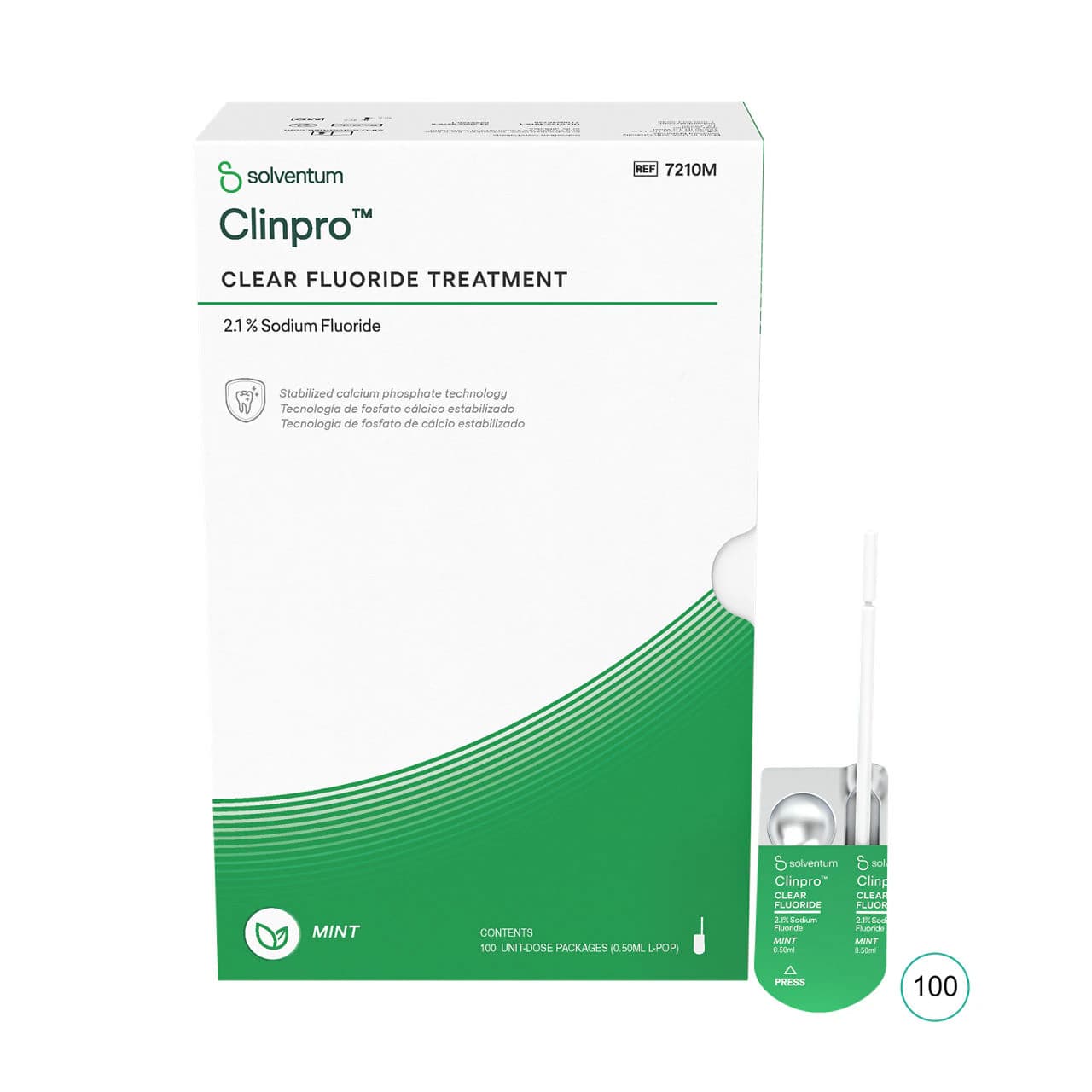 3M Clinpro Clear Fluoride Treatment Varnish, 2.1% Sodium Fluoride, 0.5 mL Unit Dose, Mint Flavor, 100/Pk, #7210M thumbnail 2