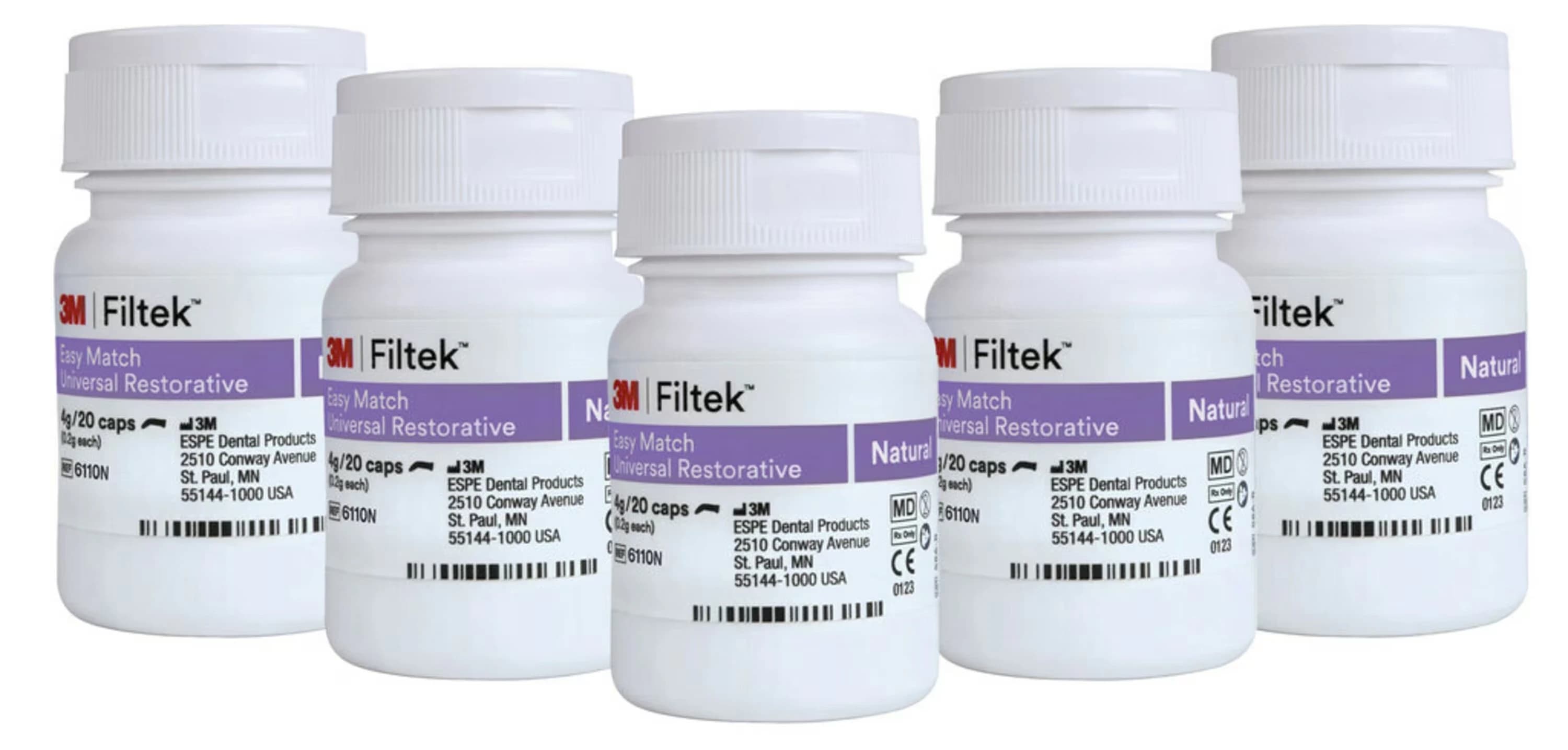 3M Filtek Easy Match Universal Restorative, Natural, 0.2g Capsules, Bulk Pack of 100 (5 Bottles x 20 Capsules), 6110 - 3M™ Filtek™ Easy Match Universal Restorative Natural 0.2g Capsules Bulk Pack of 100 - Image 1