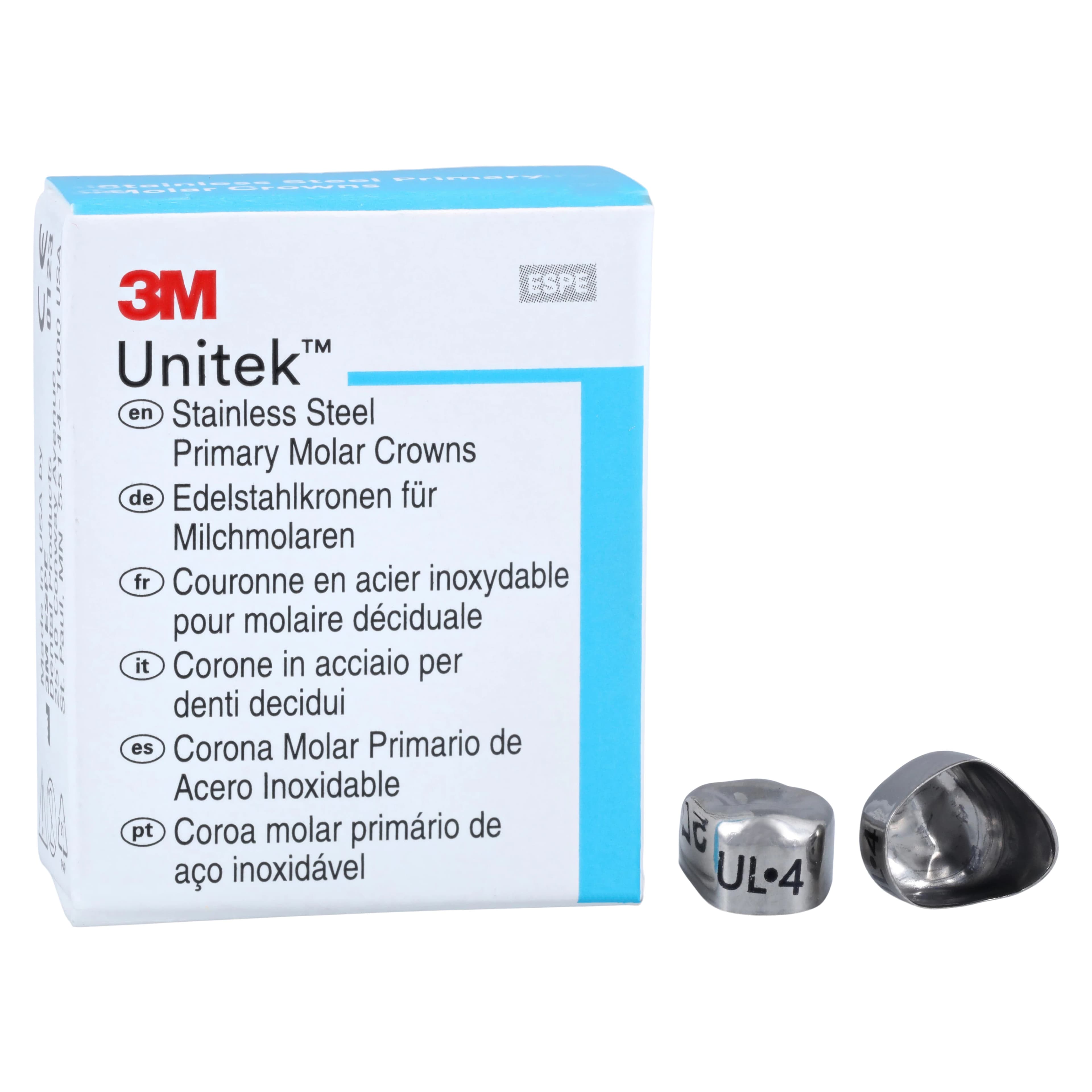 3M Unitek Stainless Steel Primary Molar Crowns, Upper Left First Molar, Size 4 (UL4), 5/Box, 900114 thumbnail 2