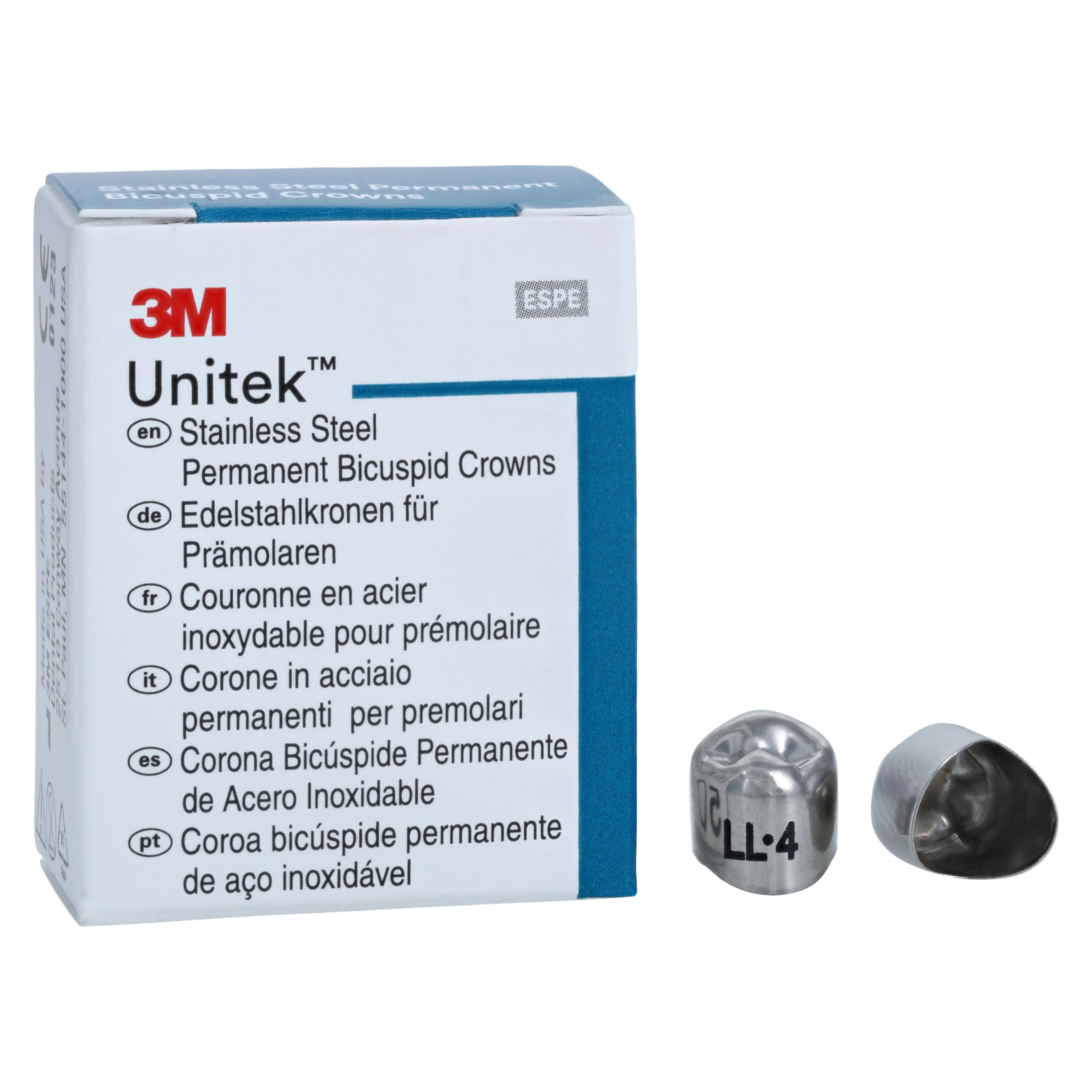 3M Unitek Stainless Steel Permanent Crown, First Bicuspid, Lower Left, Size 4 (4LL), 5/Box, 900534 thumbnail 2