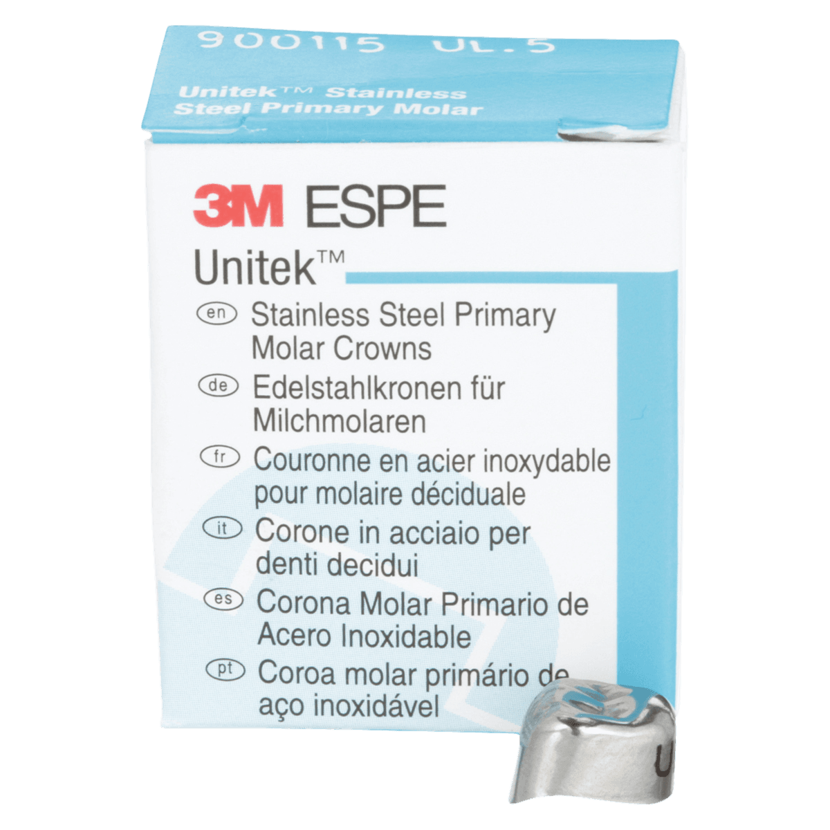 3M Unitek Stainless Steel Primary Molar Crowns, Upper Left First Molar, Size 5 (UL5), 5/Box, 900115 thumbnail 2