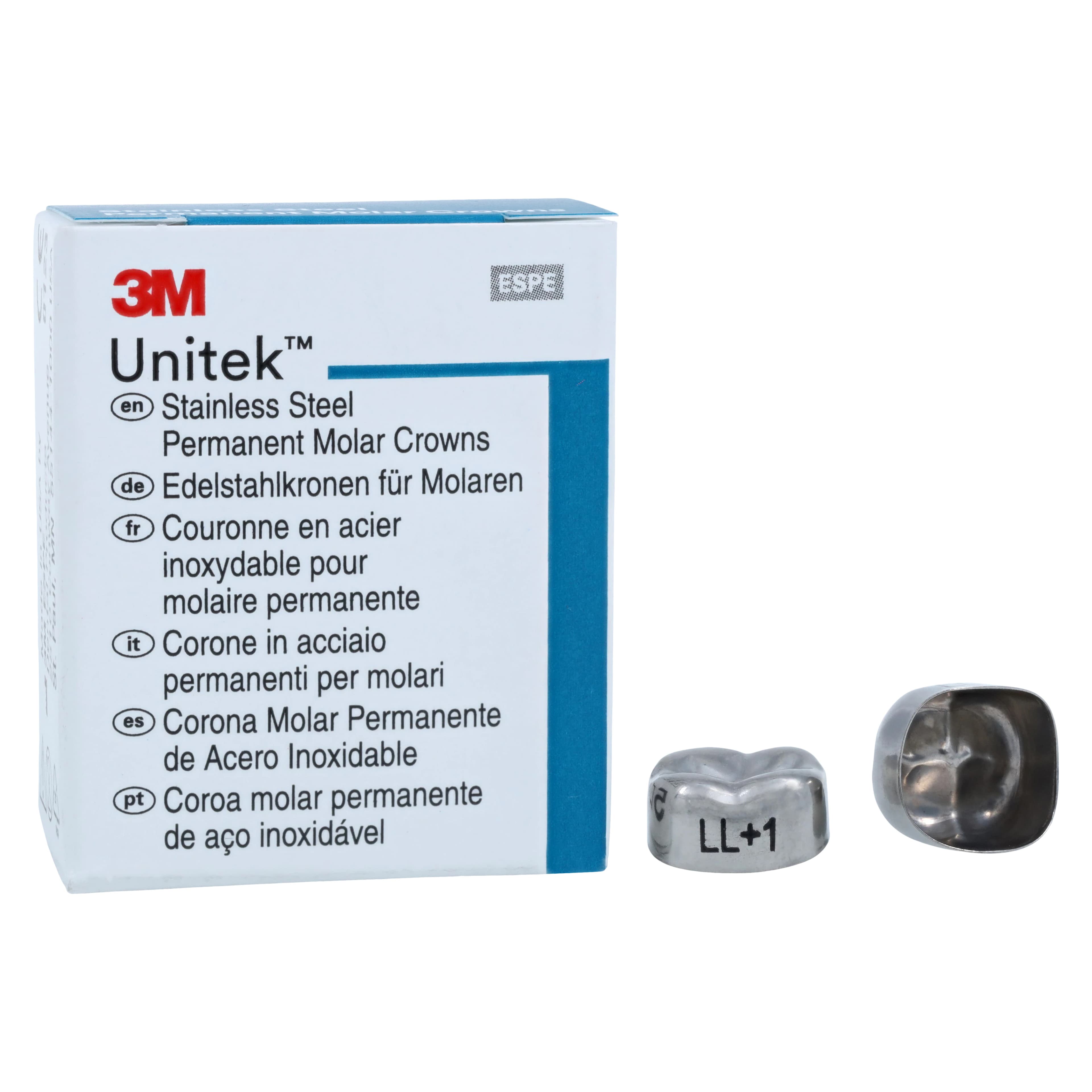 3M Unitek Stainless Steel Permanent Molar Crown, Lower Left Second Molar, Size 1 (1LL), 5/Box, 900431 thumbnail 2