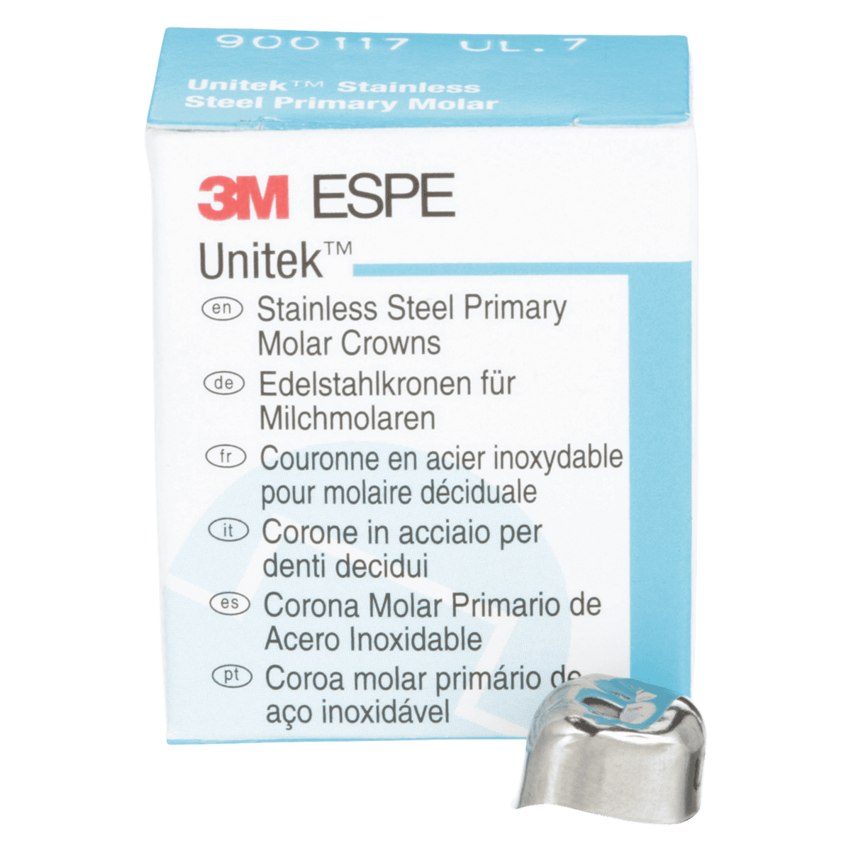 3M Unitek Stainless Steel Primary Molar Crowns, Upper Left First Molar, Size 7 (UL7), 5/Box, 900117 thumbnail 2