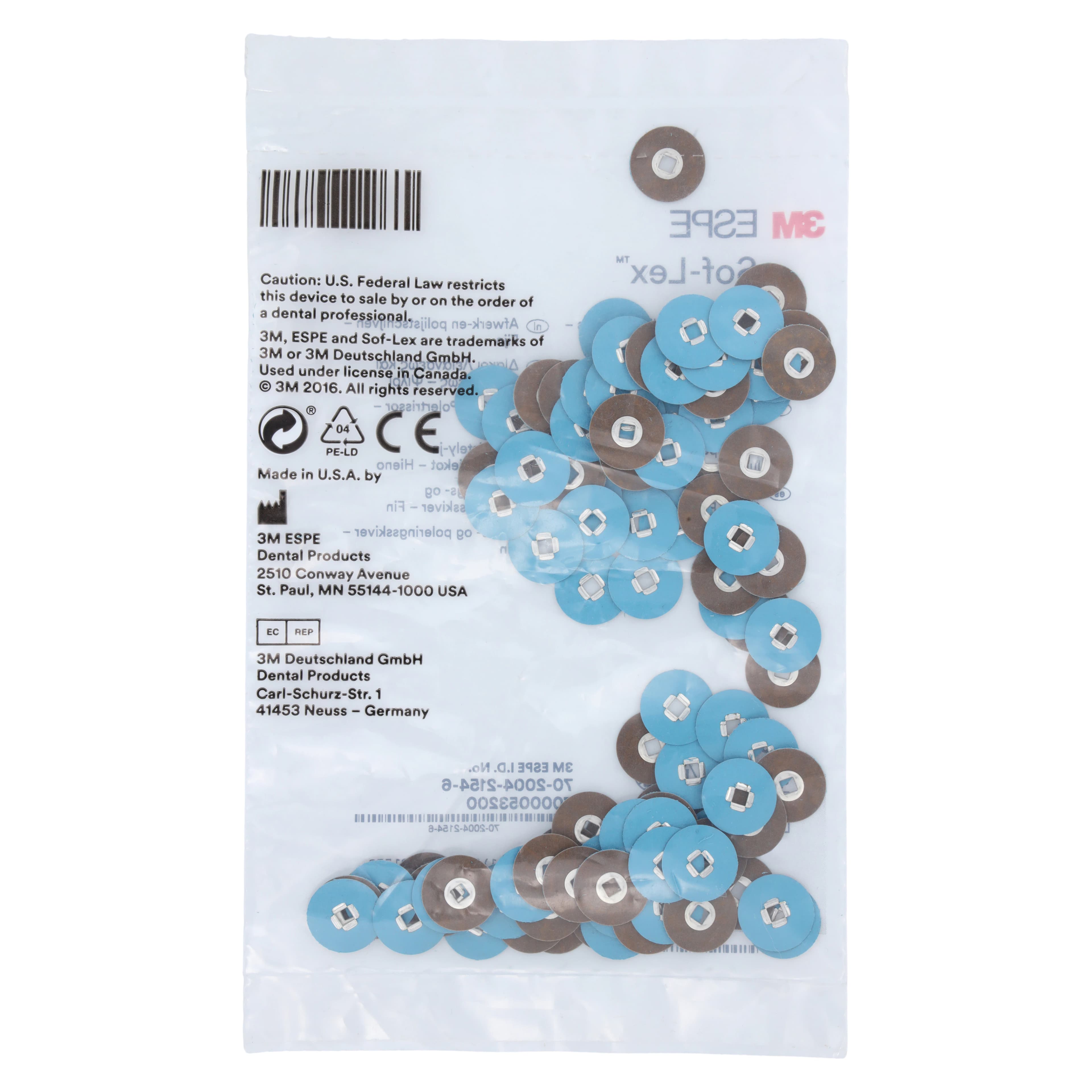 3M Sof-Lex Contouring and Polishing Discs, Square Eyelet Center, 5/8" (0.625"), Fine, Medium Blue, 100/Pk, 1958F - Sof-Lex, Contouring and Polishing Discs, Square Eyelet Center, 5/8 in, Fine, Medium Blue, 100/Pk, 1958F - Image 1