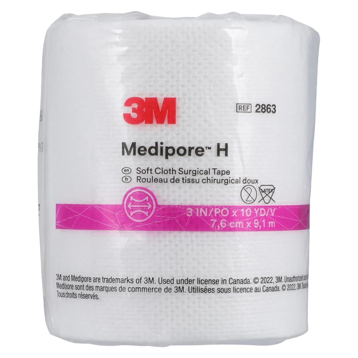 Medipore H Surgical Tape, Soft Cloth, Polyester/Elastic, 3" x 10 yd, White, Non-Sterile, Roll - Tape Medipore H Soft Cloth - Image 1