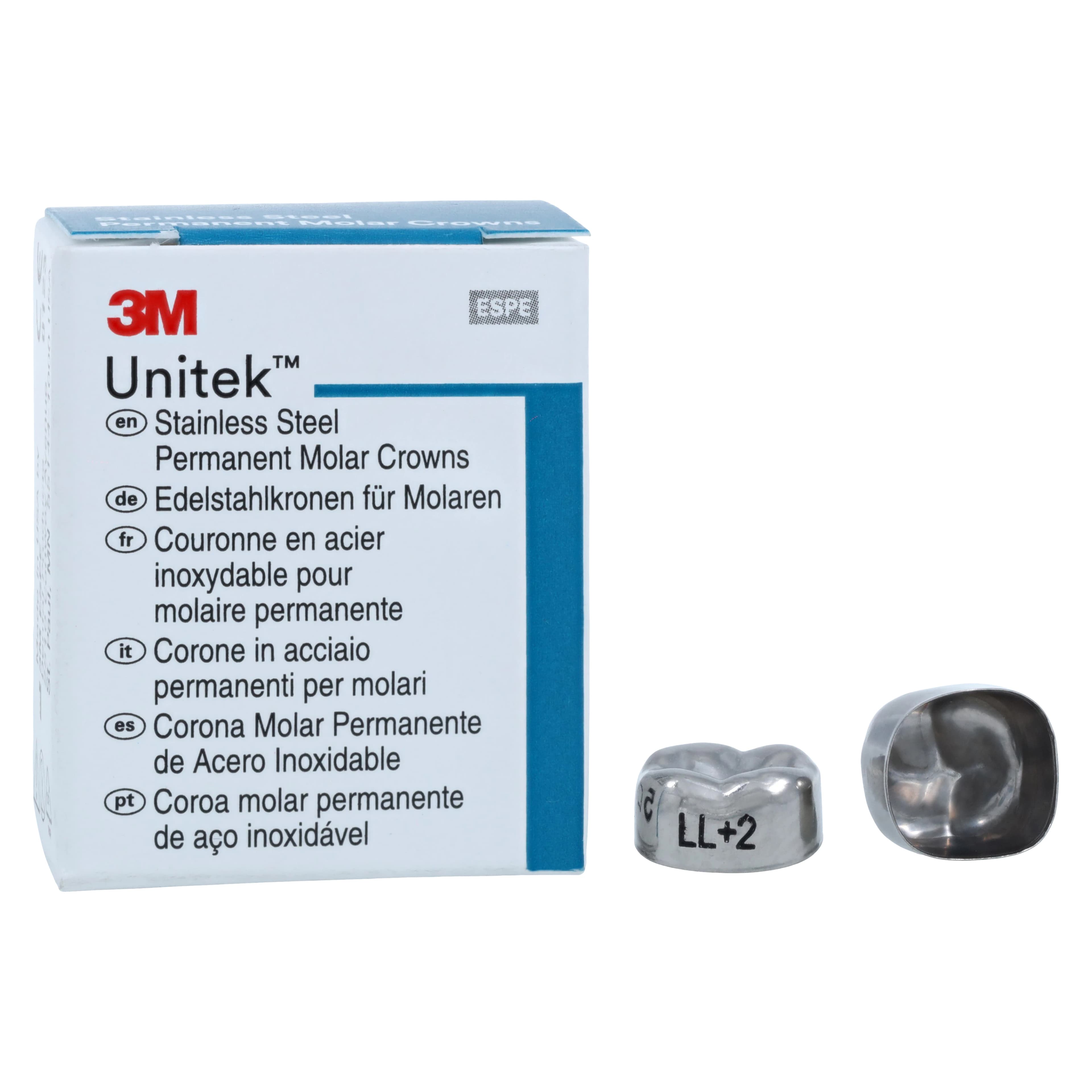 3M Unitek Permanent Stainless Steel Crowns, Lower Left Second Permanent Molar, Size 2LL, 5/Box, 900432 thumbnail 2
