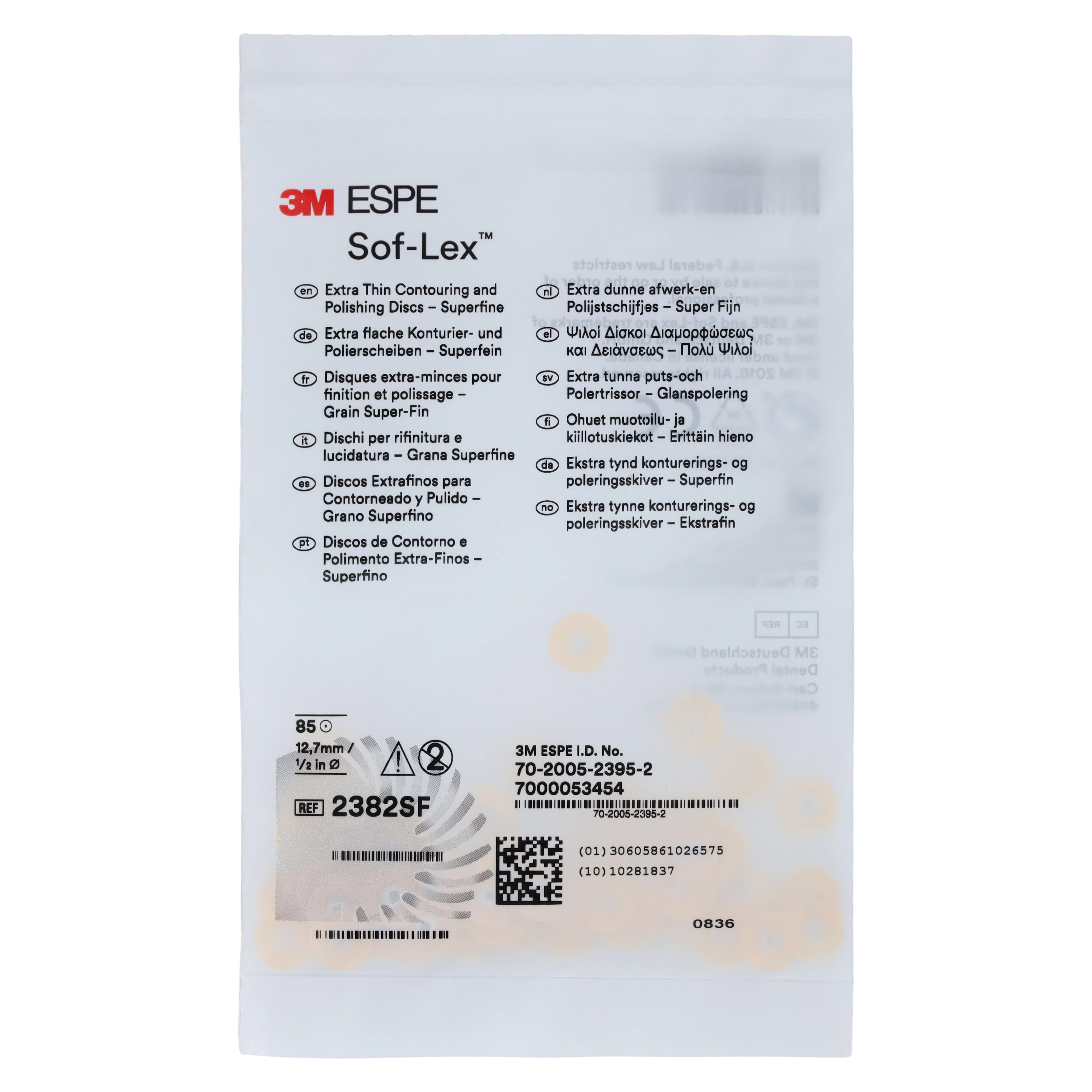 3M Sof-Lex XT Extra-Thin Contouring and Polishing Discs, Pop-On, 1/2" Diameter, Superfine (Yellow), 85/Pk, 2382SF thumbnail 3