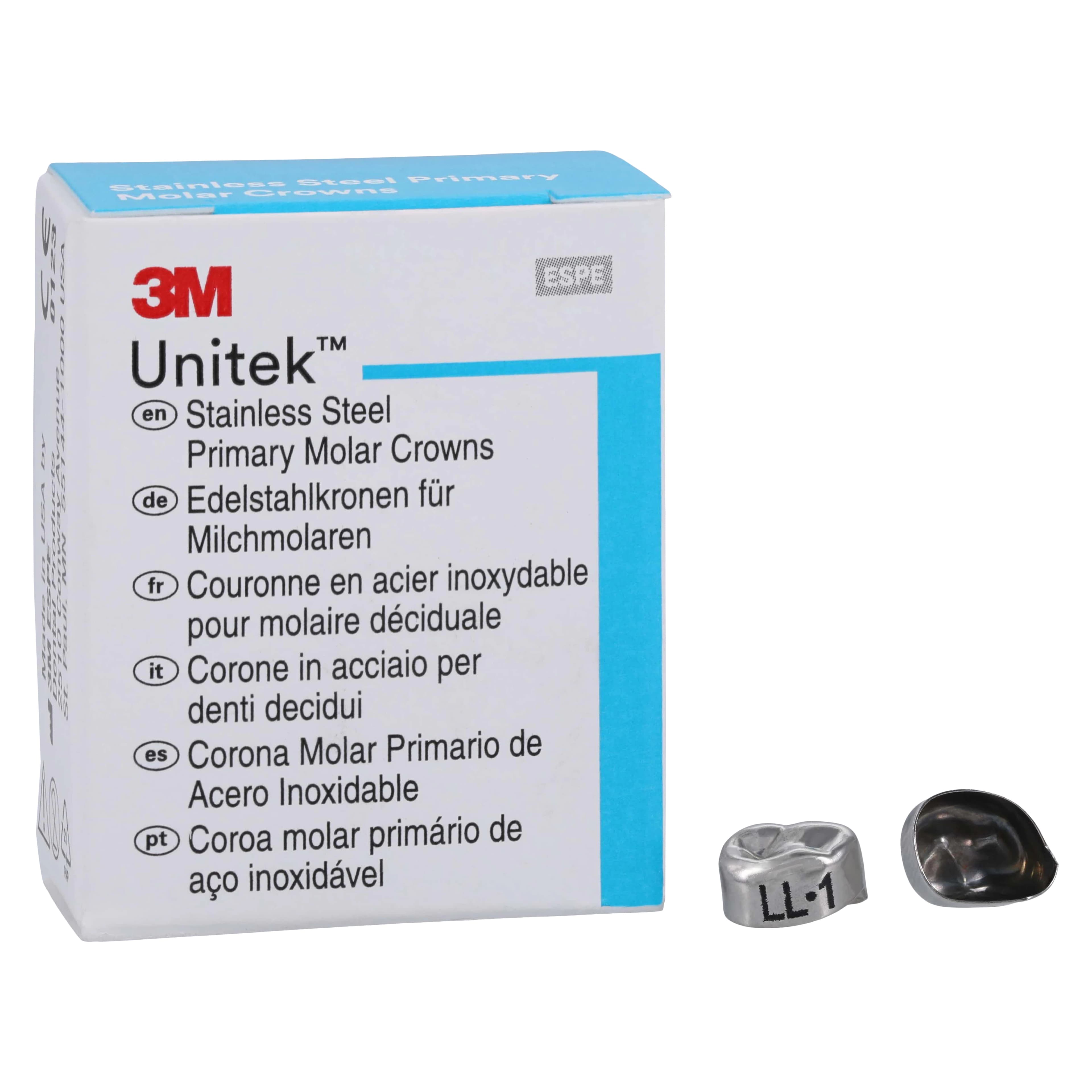 3M Unitek Stainless Steel Primary Molar Crowns, Lower Left First Molar, Size 1 (LL1), 5/Box, 900131 thumbnail 2