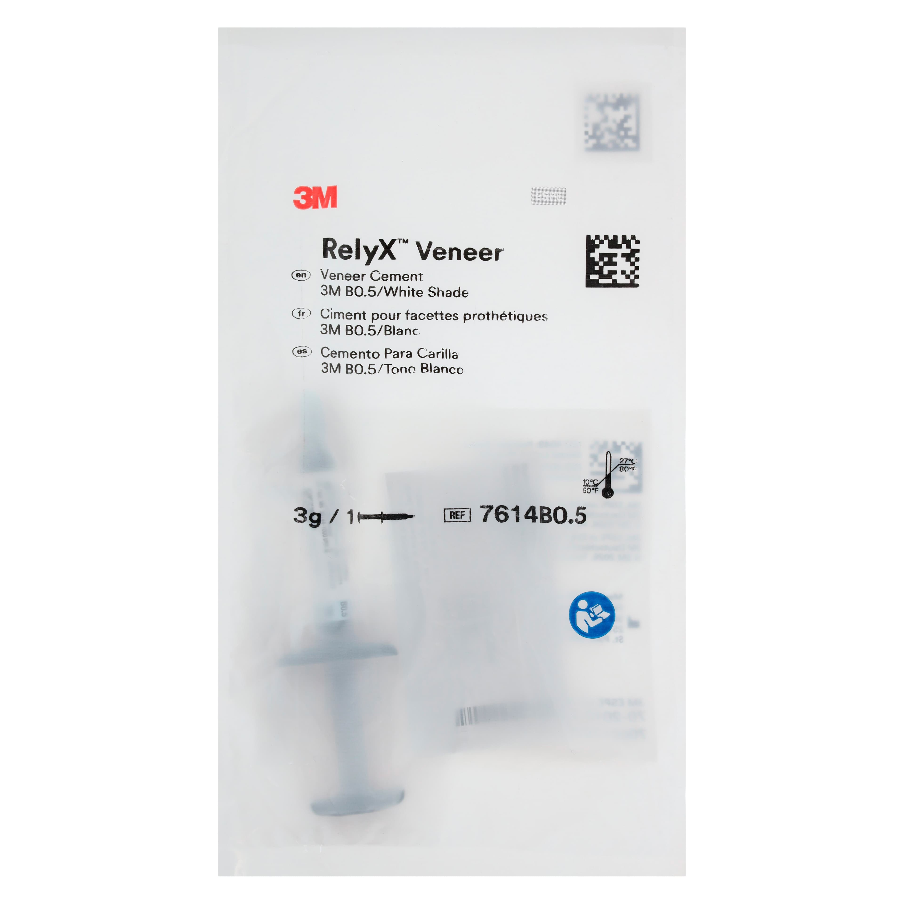 3M RelyX Veneer Cement, B0.5/White Shade, Light-Cure Resin Cement, 3 g Syringe Refill, 7614B0.5 thumbnail 2