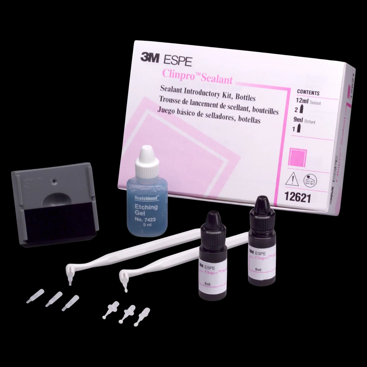 3M Clinpro Sealant Introductory Kit, Bottle, 2 x 6 mL, Light-Cure, Fluoride-Releasing, Pink-to-White Color Change, #12621 - Clinpro Sealant Intro Kit Bottle - Image 1