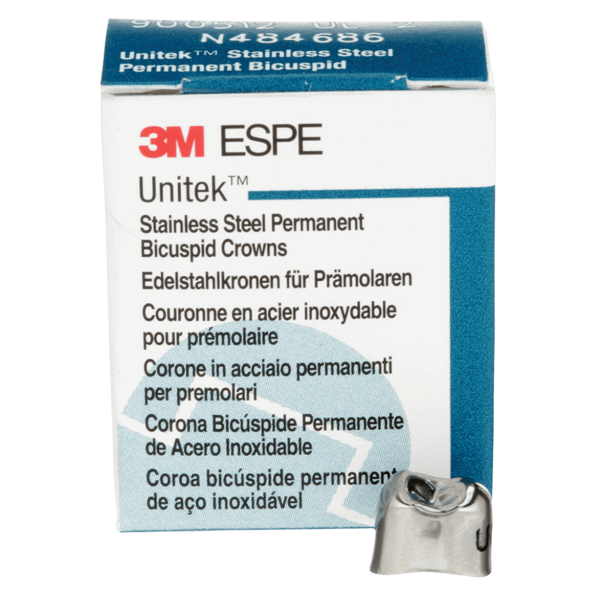 3M Unitek Stainless Steel Permanent Bicuspid Crown, Upper Left First Bicuspid, Size 2 (2UL), 5/Box, 900512 thumbnail 2