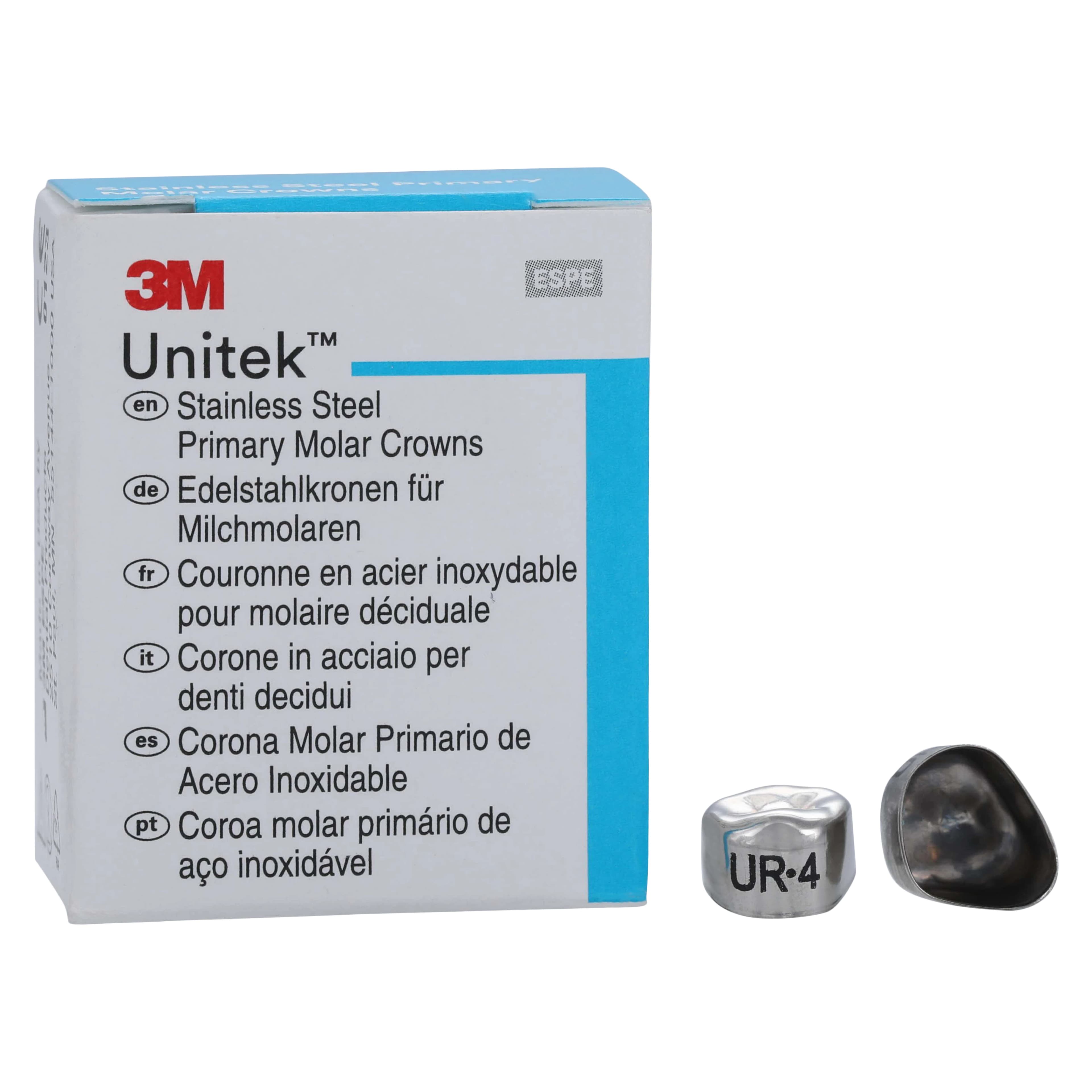 3M Unitek Stainless Steel Primary Molar Crowns, Upper Right First Molar, Size 4 (UR4), 5/Box, 900124 thumbnail 2