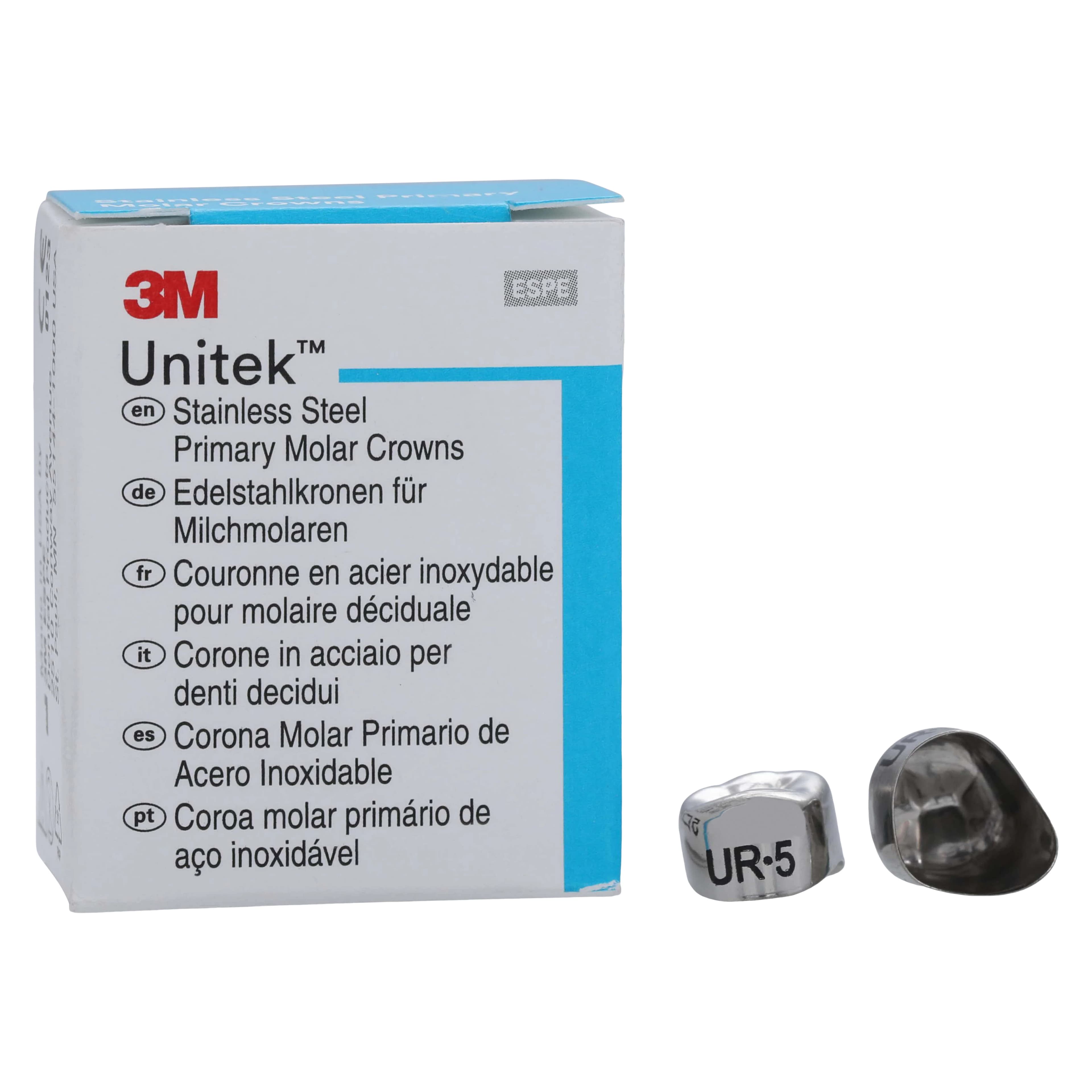 3M Unitek Stainless Steel Primary Molar Crown, Upper Right First Molar, Size 5 (UR5), 5/Box, 900125 thumbnail 2