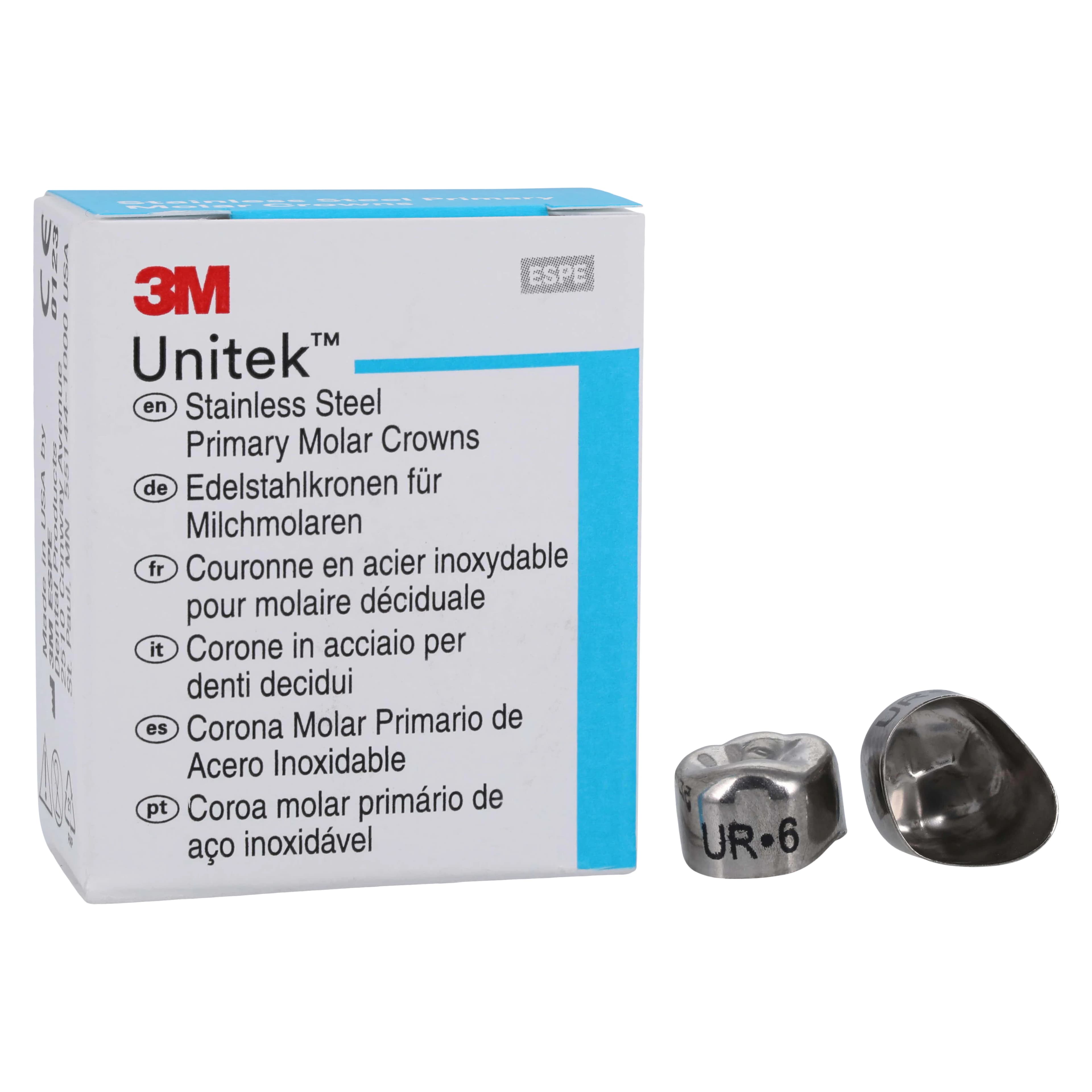 3M Unitek Stainless Steel Primary Molar Crown, Upper Right First Molar, Size 6 (1UR6), 5/Box, 900126 thumbnail 2