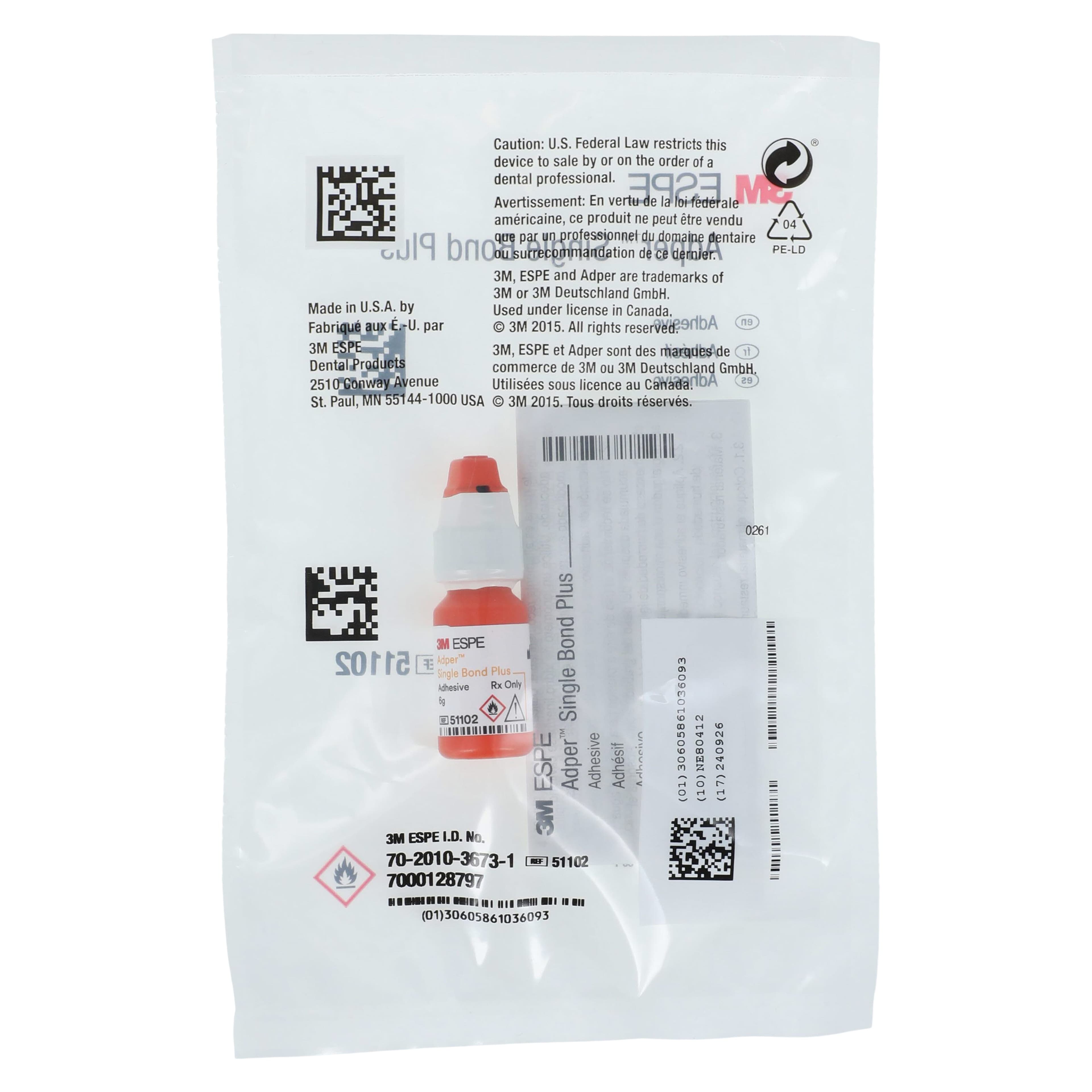 3M Adper Single Bond Plus Adhesive Refill Vial, 6 ml, 1/Pk, 51102 thumbnail 3