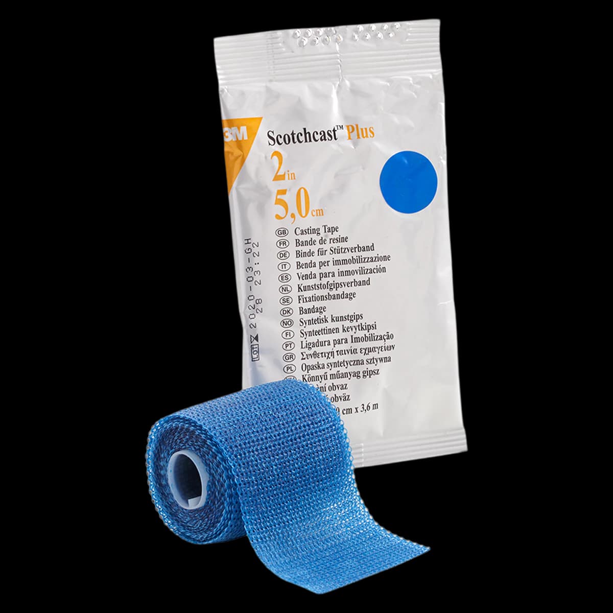 3M Scotchcast Plus Casting Tape, Fiberglass, Blue, 2 in x 4 yds, 10/Case, 82002B - 3M SCOTCHCAST PLUS CASTING TAPE, 82002B - Image 1