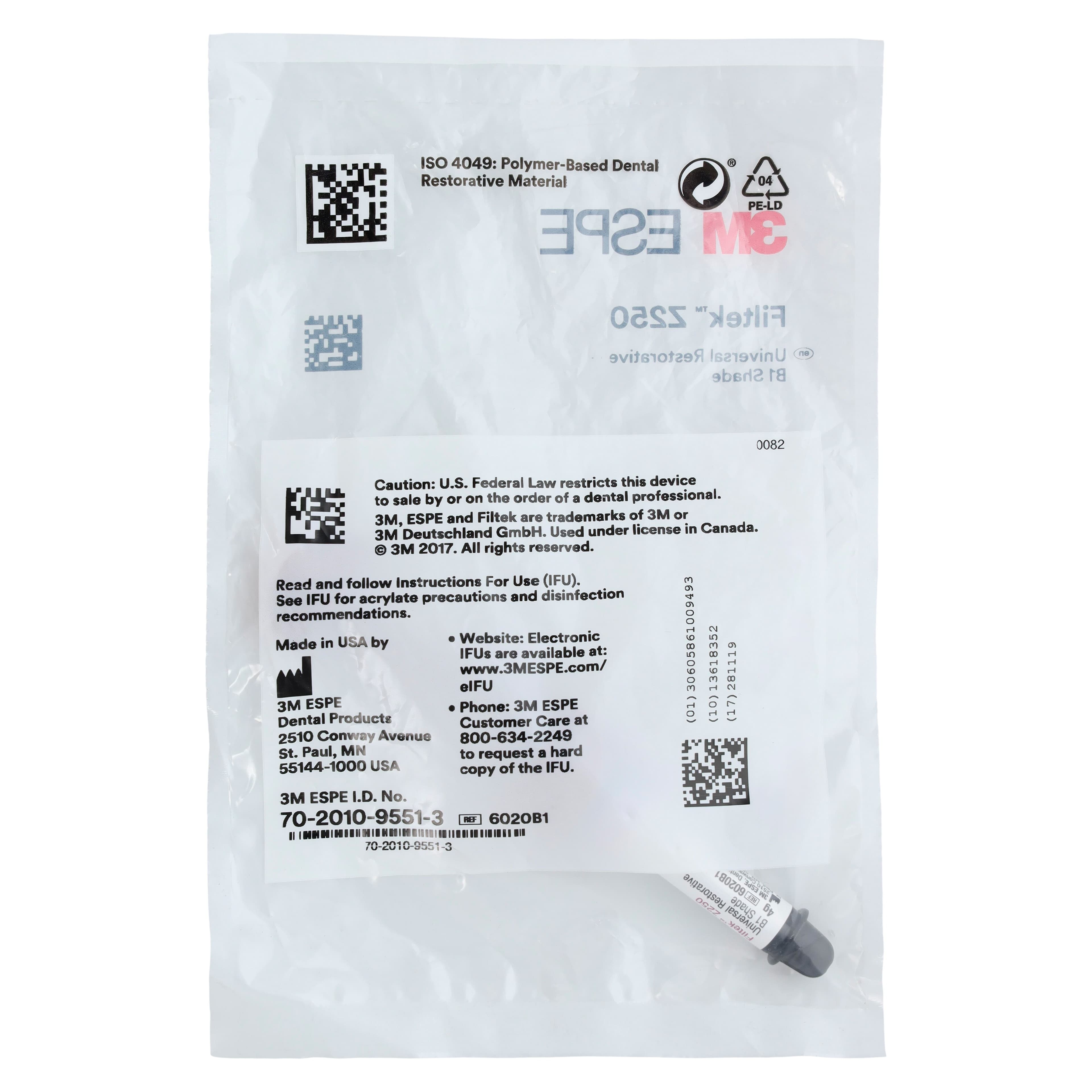 3M Filtek Z250 Universal Restorative Composite, Shade B1, 4g Syringe Refill, 6020B1 thumbnail 3