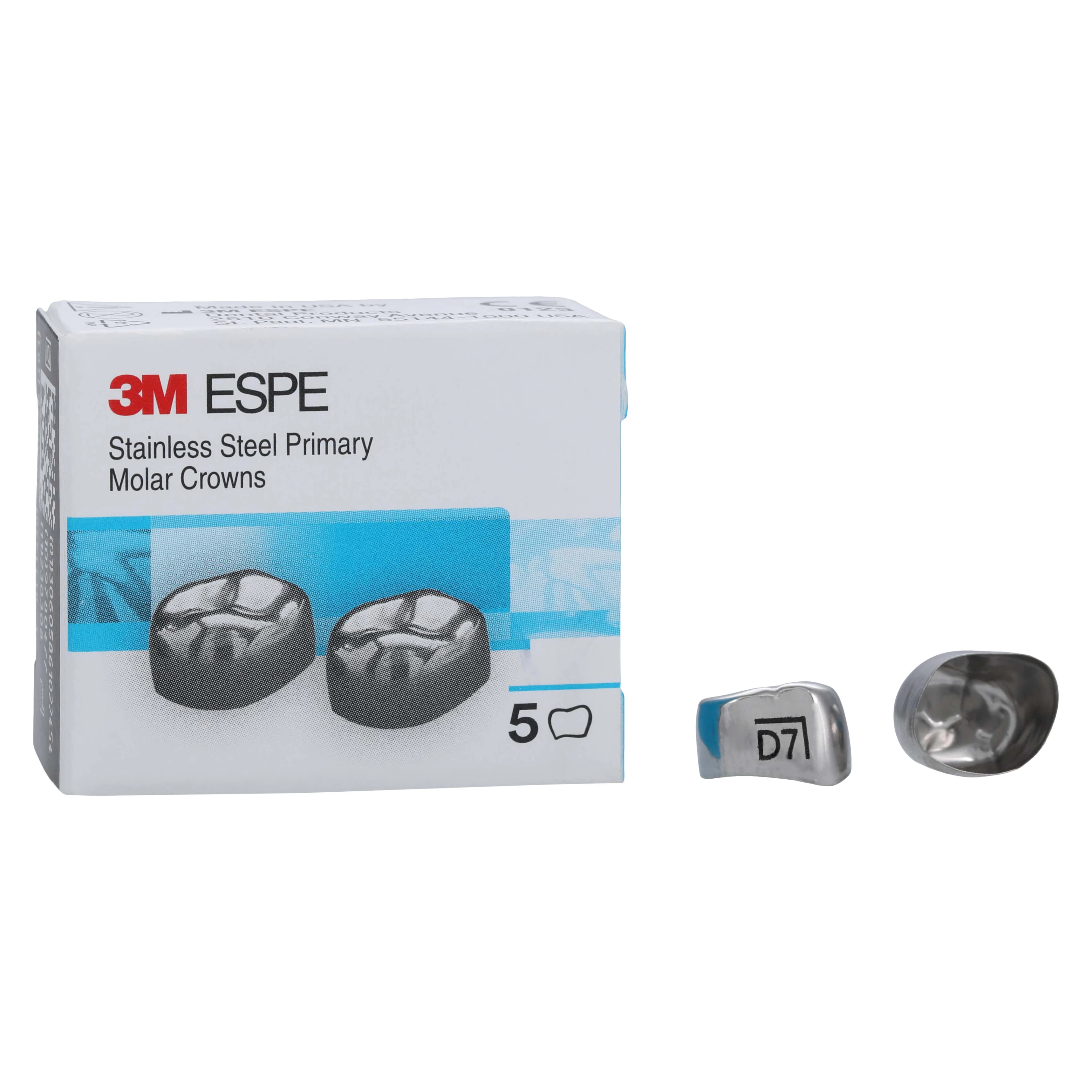3M Crowns SS 1st Primary Molar, Size DLR7, Lower Right, Preformed Temporary, 5/Box thumbnail 2