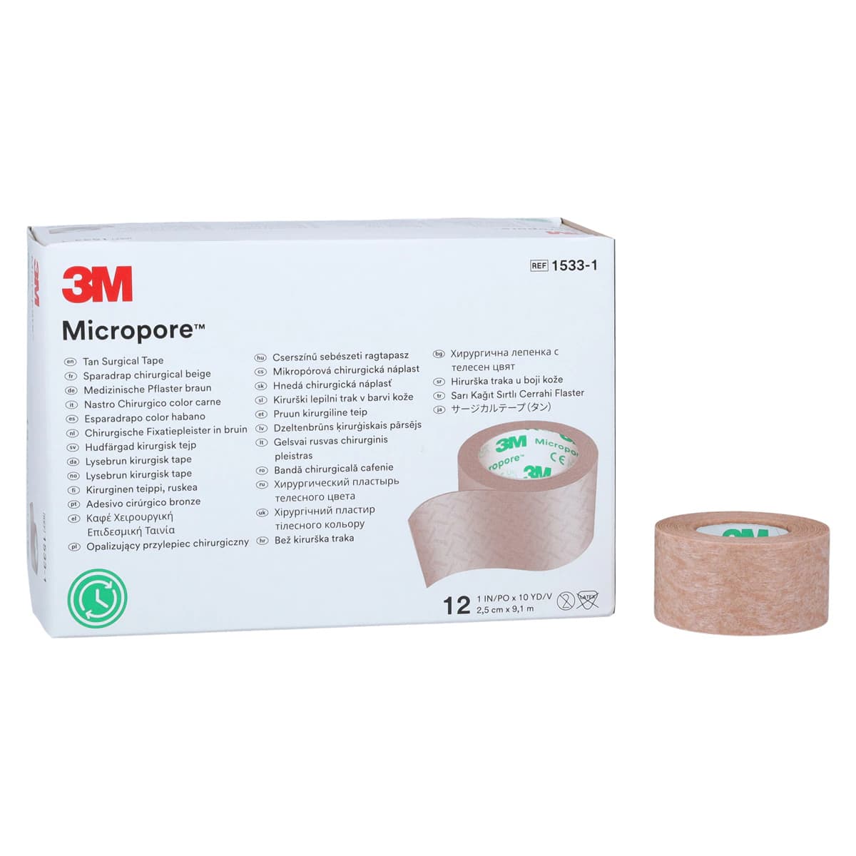 3M Micropore Surgical Tape, Paper, Tan, 1" x 10 yd, Non-Sterile, 12/Box - Tape Micropore Surg Paper Tan - Image 1