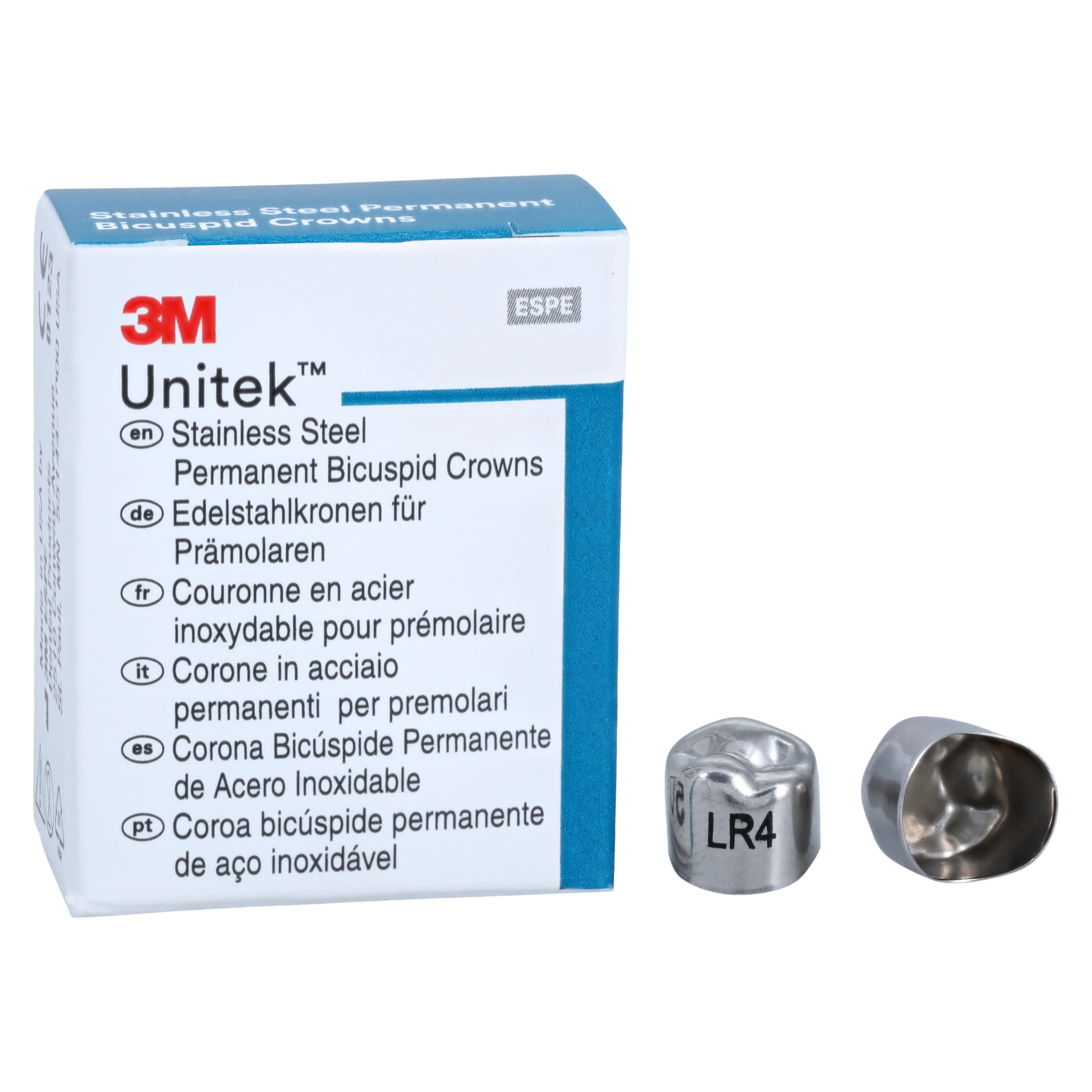 3M Unitek Stainless Steel Permanent Bicuspid Crown, Lower Right Second Bicuspid, Size 4 (4LR), 5/Box, 900644 thumbnail 2