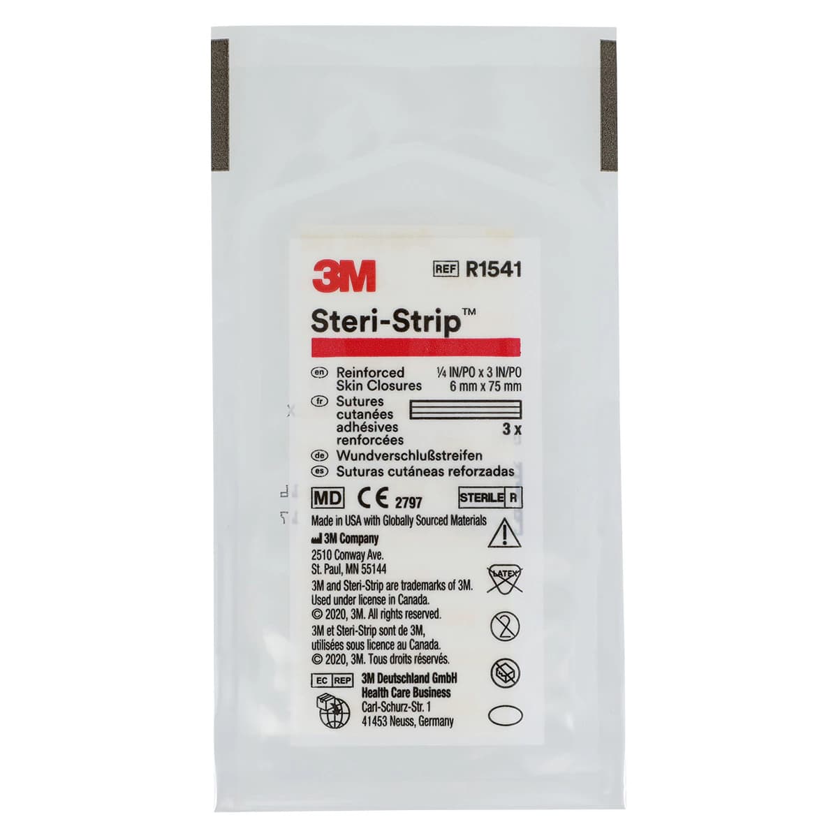 3M Steri-Strip Adhesive Skin Closures, Reinforced, 1/4" x 3", 50/Box, R1541 thumbnail 3