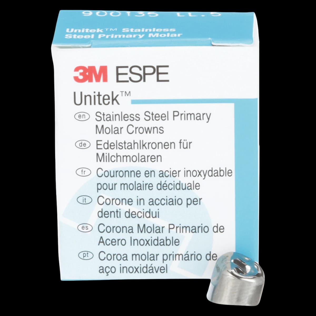 3M Unitek Stainless Steel Primary Molar Crowns, Lower Left First Molar, Size 5 (LL5), 5/Box, 900135 thumbnail 2