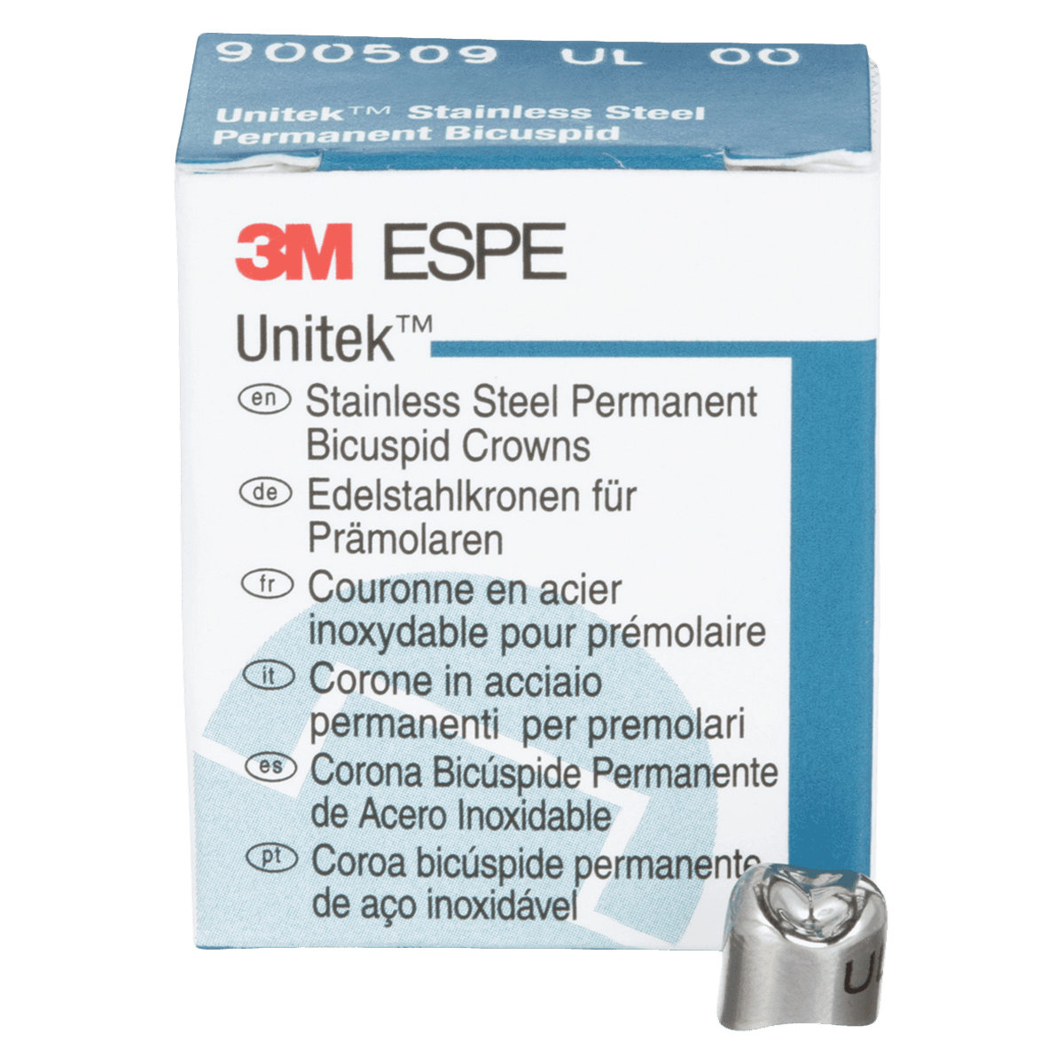 3M Unitek Stainless Steel Permanent Crown, Upper Left First Bicuspid, Size 00, 5/Bx, 900509 thumbnail 2