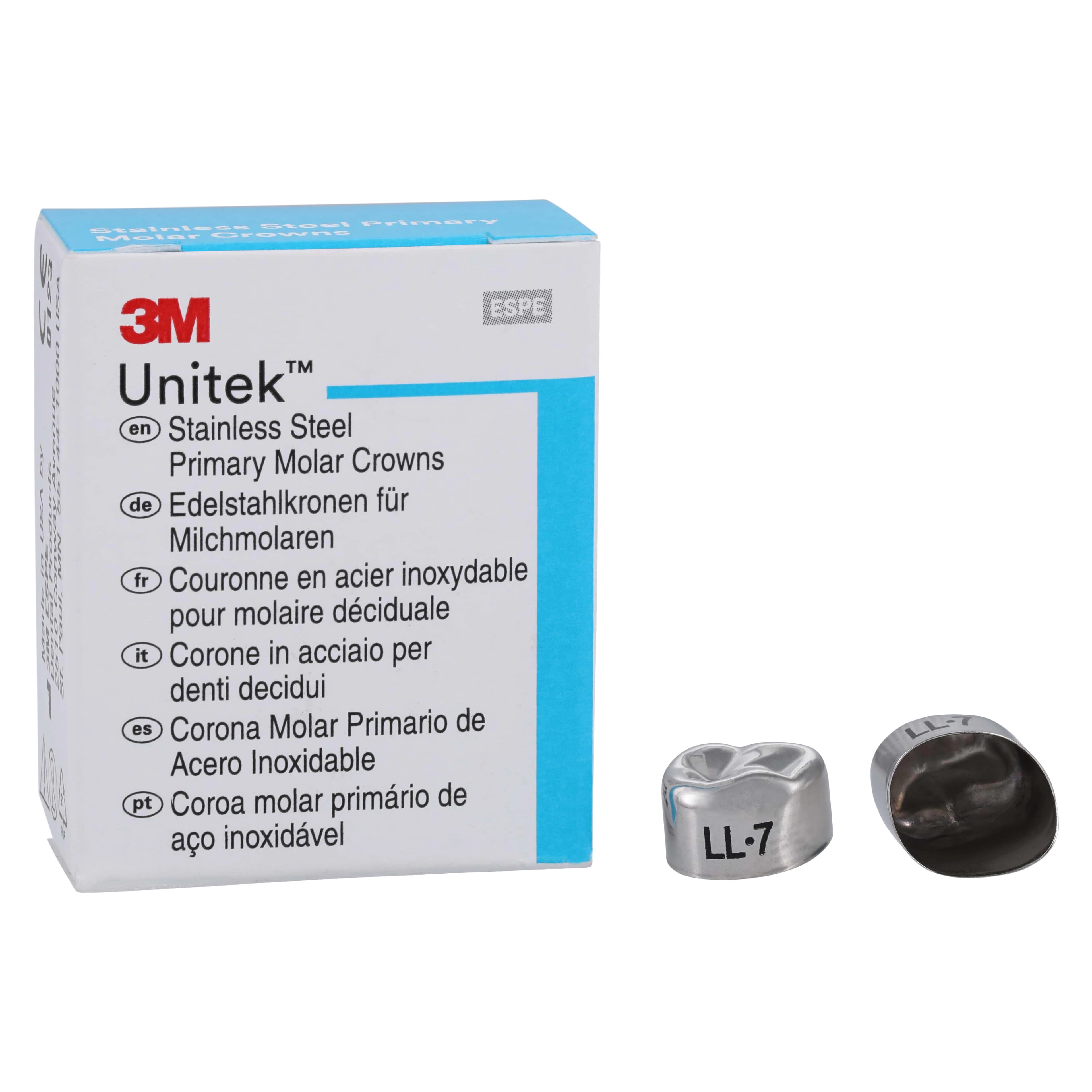 3M Unitek Stainless Steel Primary Molar Crown, Lower Left First Molar, Size 7 (LL7), 5/Box, 900137 thumbnail 2