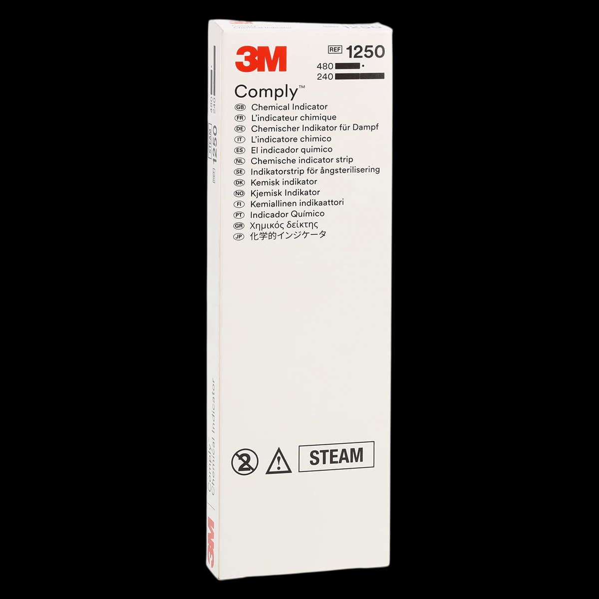 3M™ Comply™ Steam Chemical Indicator Strip Type 4, 5/8" x 8", 240/Box, 1250 - 3M™ Comply™ Steam Chemical Indicator Strip Type 4 5/8" x 8" Carton of 240 - Image 1