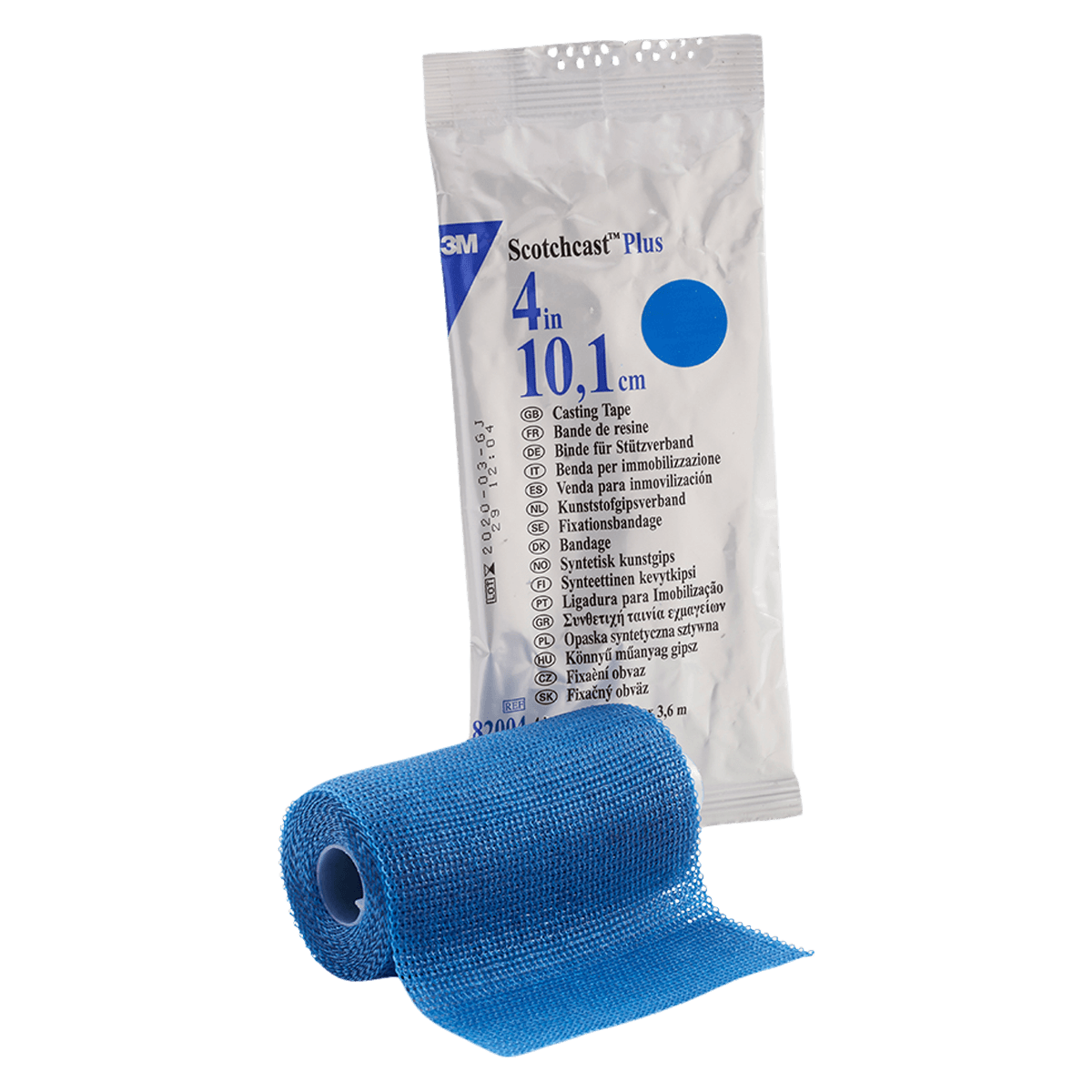 3M Scotchcast Plus Fiberglass Casting Tape, 4" x 4 yd, Blue, 10/Case, 82004B - 3M SCOTCHCAST PLUS CASTING TAPE 82004B - Image 1