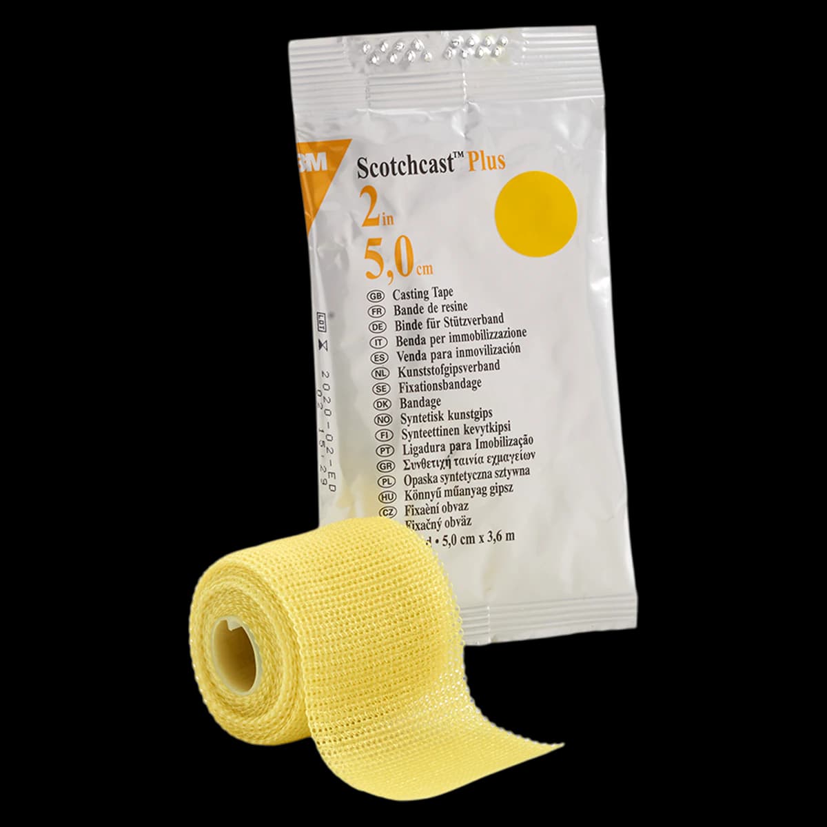 3M Scotchcast Plus Casting Tape, Standard, 2" x 4 yds, Yellow, 82002Y, 10/Case - 3M SCOTCHCAST PLUS CASTING TAPE, 82002Y - Image 1