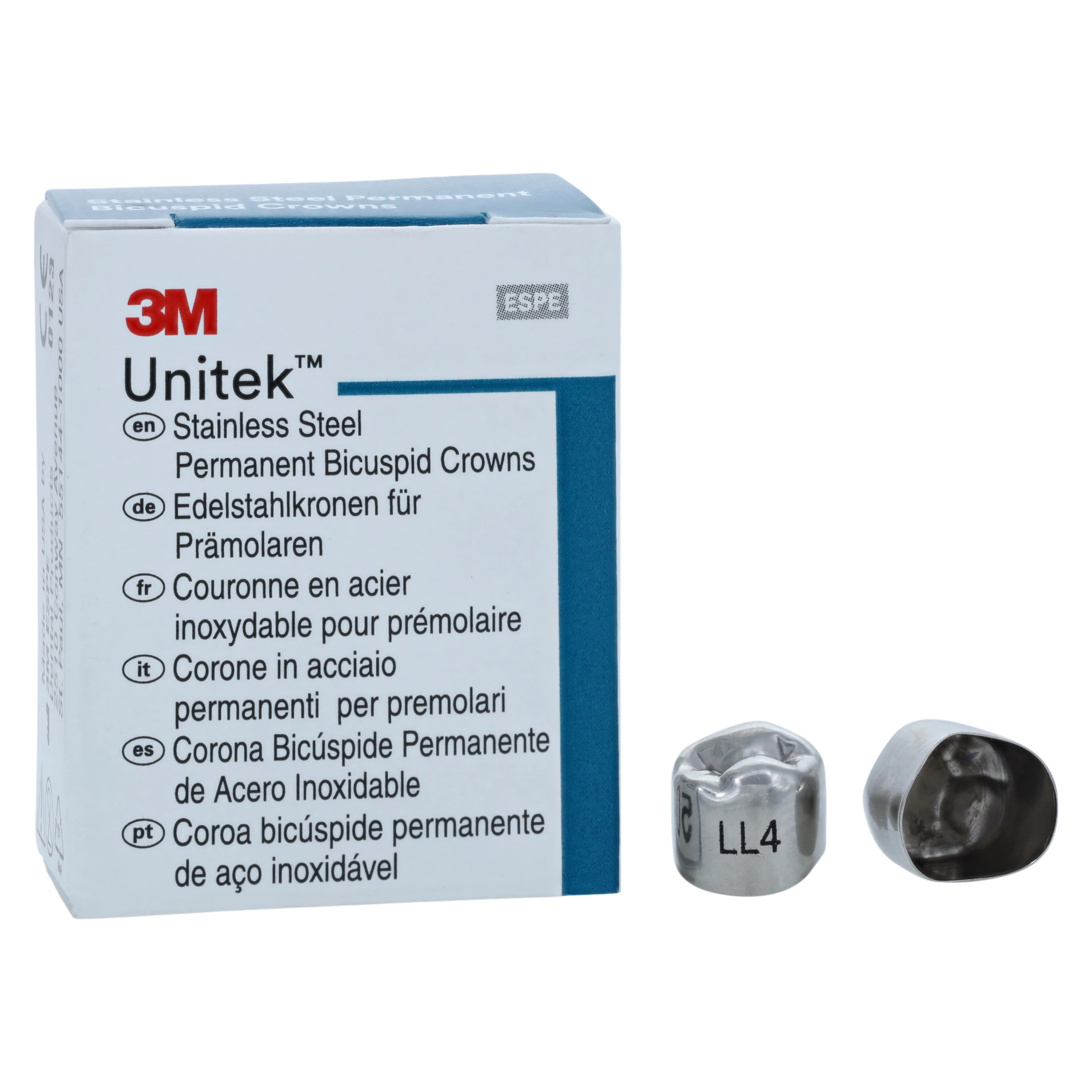 3M Unitek Stainless Steel Permanent Bicuspid Crown, Lower Left Second Bicuspid, Size 4 (4LL), 5/Box, 900634 thumbnail 2