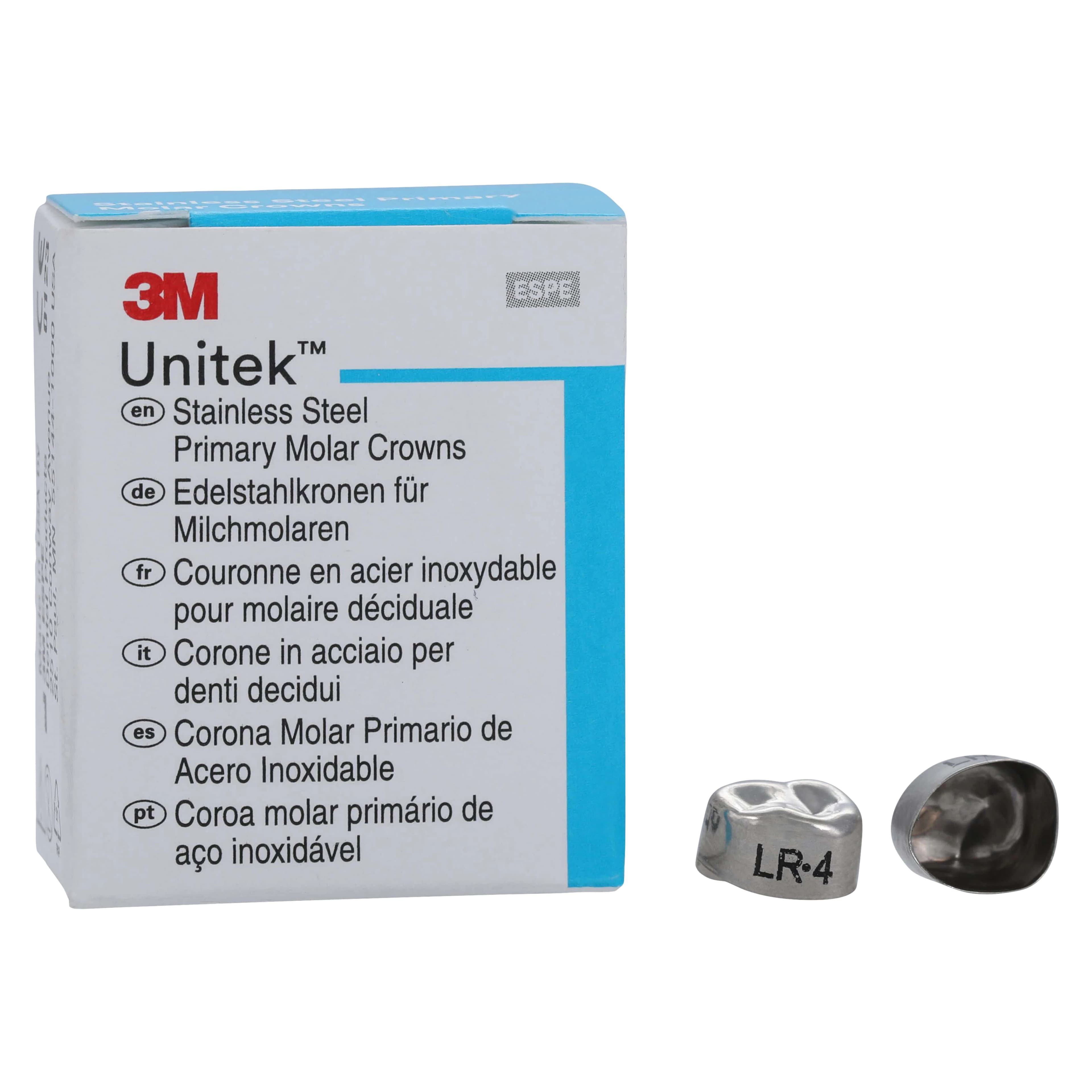 3M Unitek Stainless Steel Primary Molar Crown, Lower Right First Molar, Size 4 (LR4), 5/Pk, 900144 thumbnail 2
