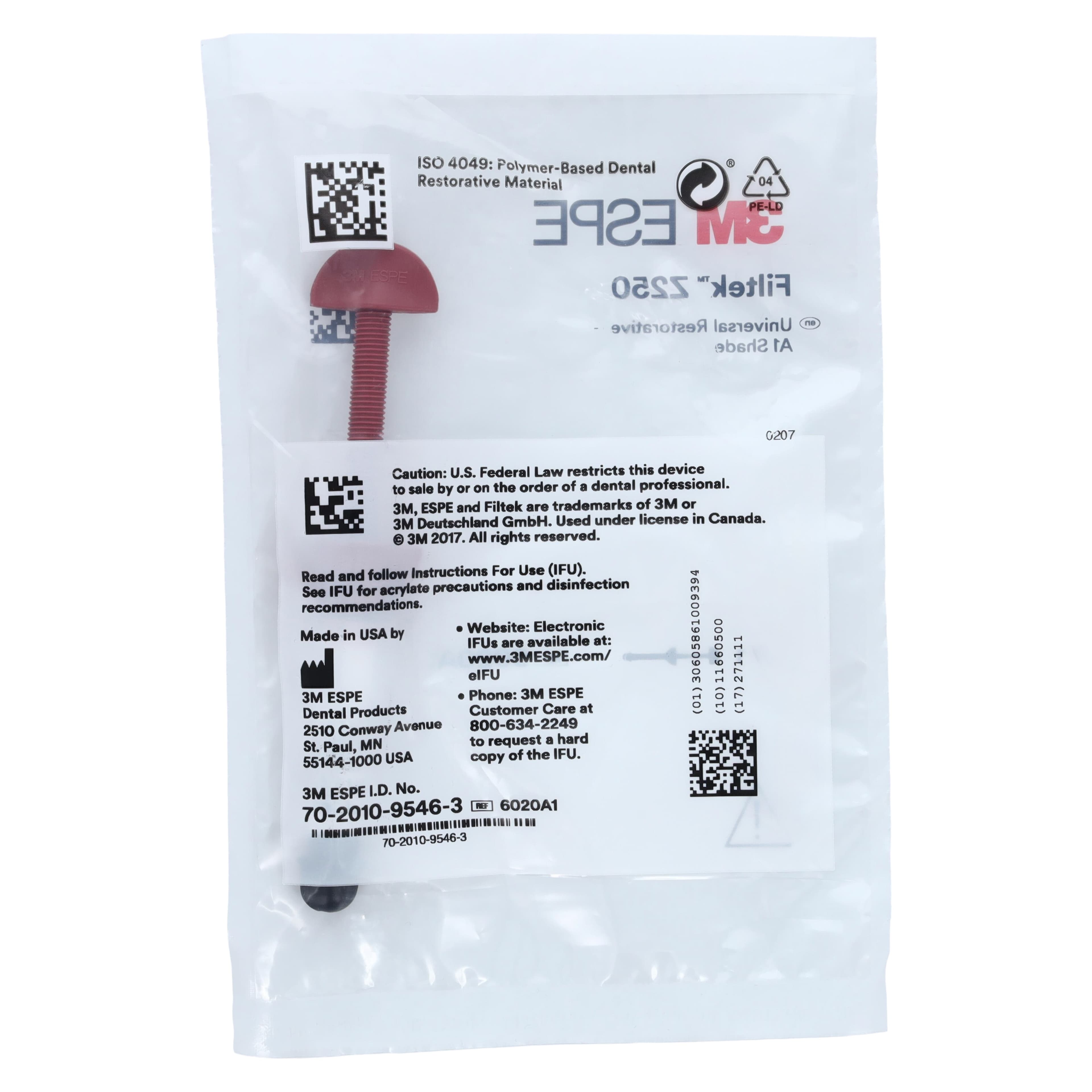 3M Filtek Z250 Universal Restorative Composite, Syringe Refill, 4g, Shade A1, 6020A1 thumbnail 4