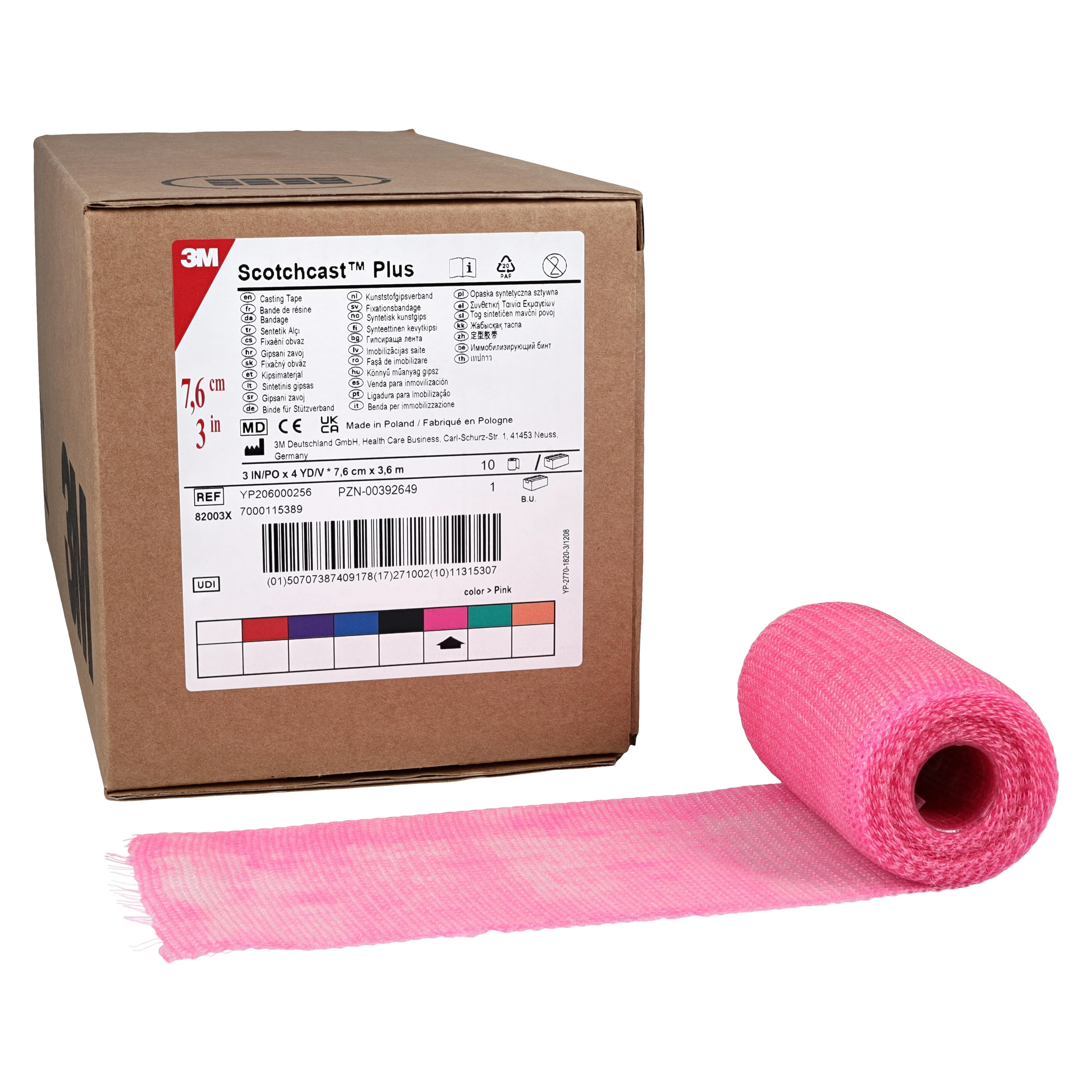3M Scotchcast Plus Fiberglass Casting Tape, 3" x 4 yd, Pink, 10/Case, 82003X thumbnail 2