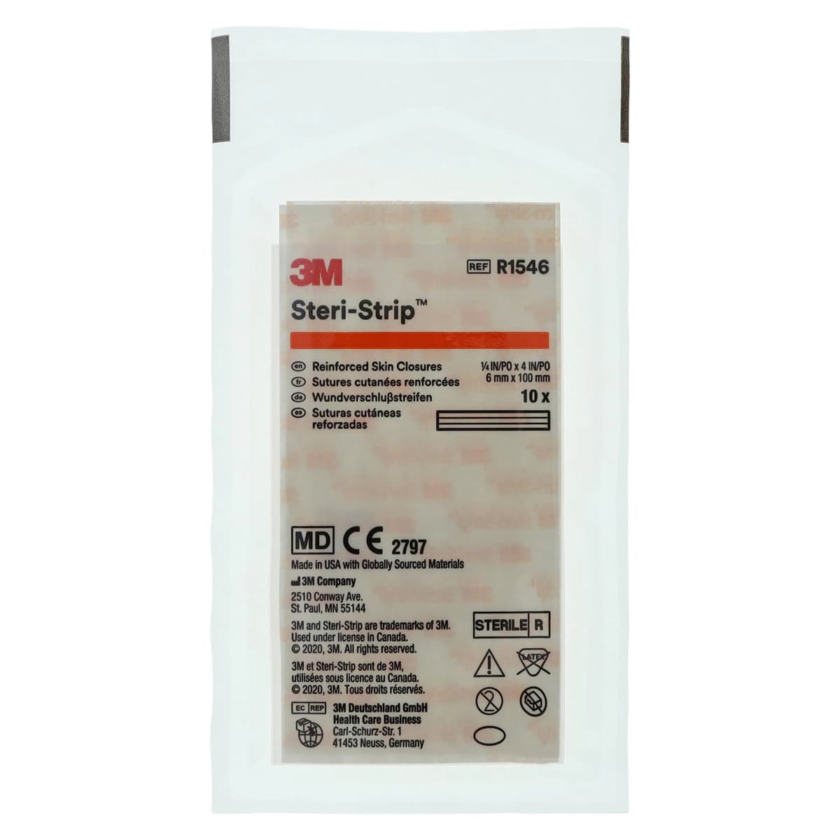 3M Steri-Strip Adhesive Skin Closures, Reinforced, 1/4" x 4", 50/Box, R1546 thumbnail 3
