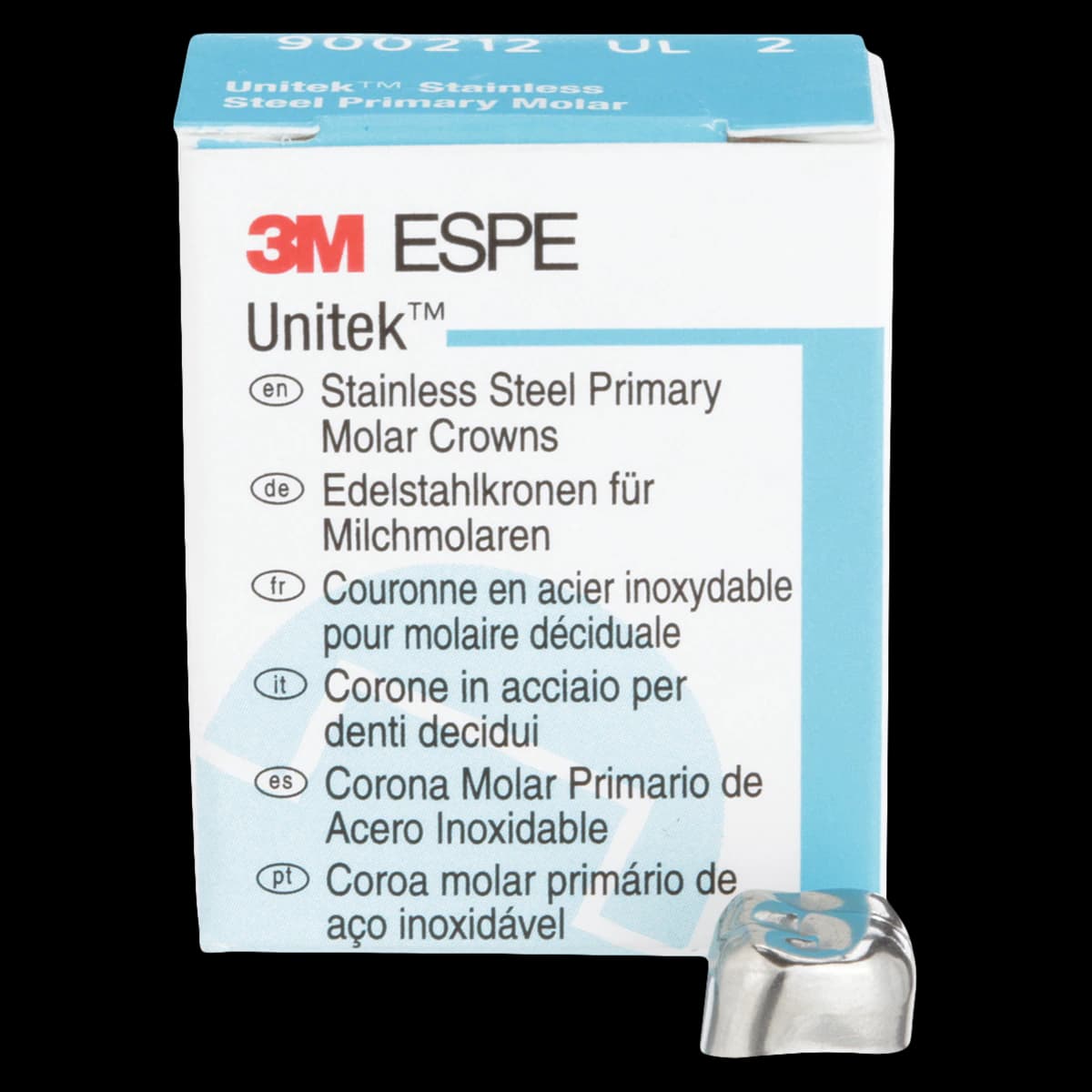 3M Unitek Stainless Steel Primary Molar Crowns, Upper Left Second Primary Molar, Size 2 (UL2), 5/Box, 900212 - 3M Unitek SS Primary Molar Crowns Upper Left Second Primary Molar Size 2 5Bx - Image 1