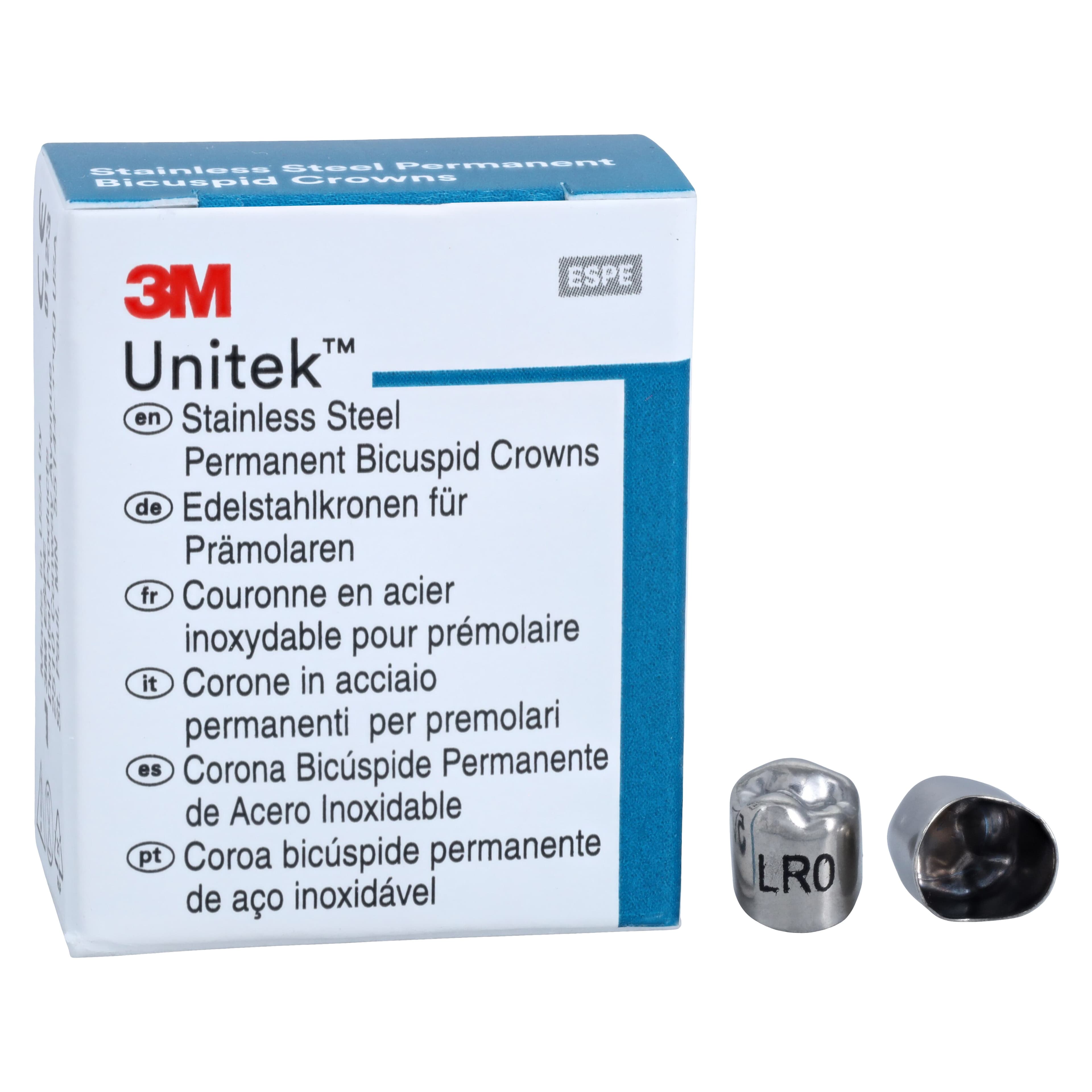 3M Unitek Stainless Steel Permanent Bicuspid Crown, Lower Right Second Bicuspid, Size 0, Box of 5, 900640 thumbnail 2