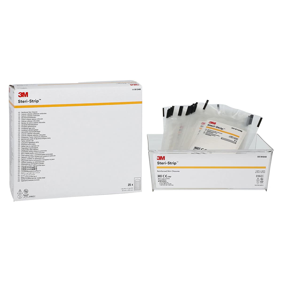3M Steri-Strip Adhesive Skin Closures, Reinforced, 1" x 5", White, Sterile, 25/Box, R1548 thumbnail 2