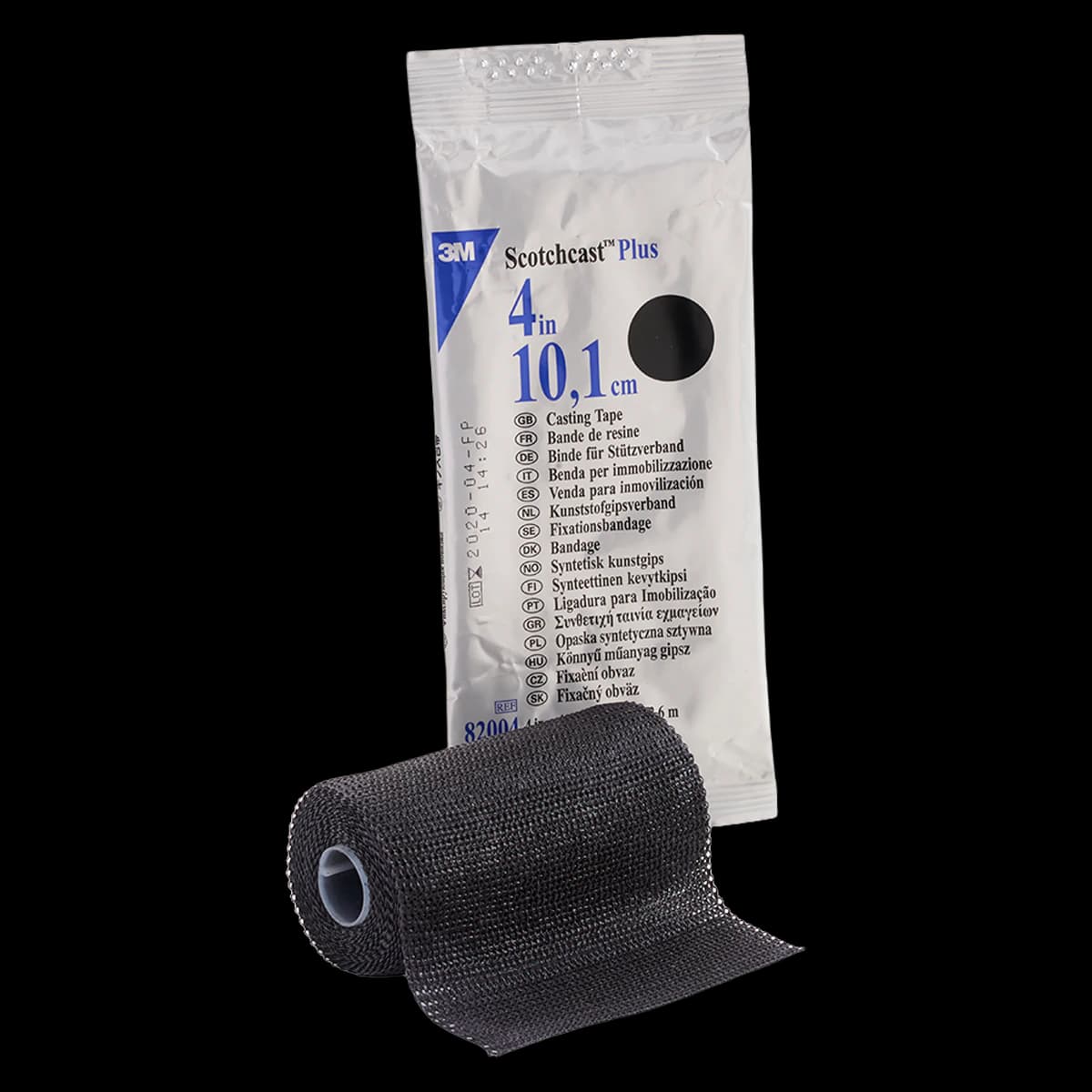 3M Scotchcast Plus Fiberglass Casting Tape, 4" x 4 yds, Black, 10/Case, 82004A - 3M SCOTCHCAST PLUS CASTING TAPE, 82004A - Image 1