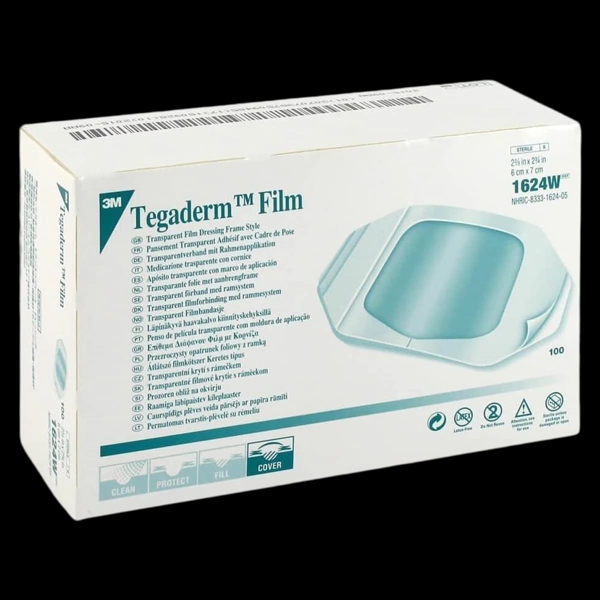 3M Tegaderm Transparent Film Dressing, 2-3/8" x 2-3/4", Sterile, Frame Style, 100/Box, 1624W - 3M Tegaderm Transparent Film Dressing 2 3/8" x 2-3/4" 100Bx - Image 1