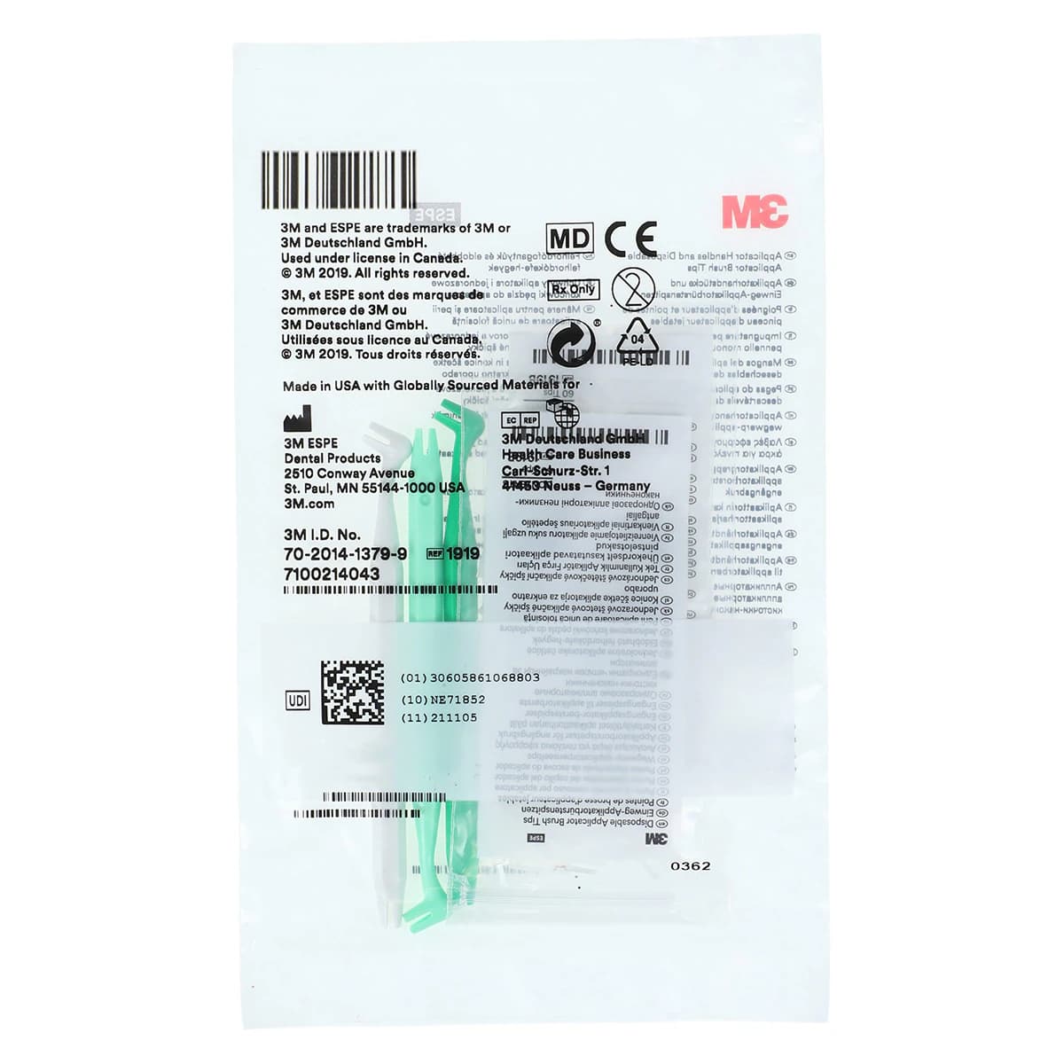 3M (Solventum) Applicator Brush Kit 1919, 3 Color-Coded Handles & 120 Disposable Brush Tips thumbnail 2