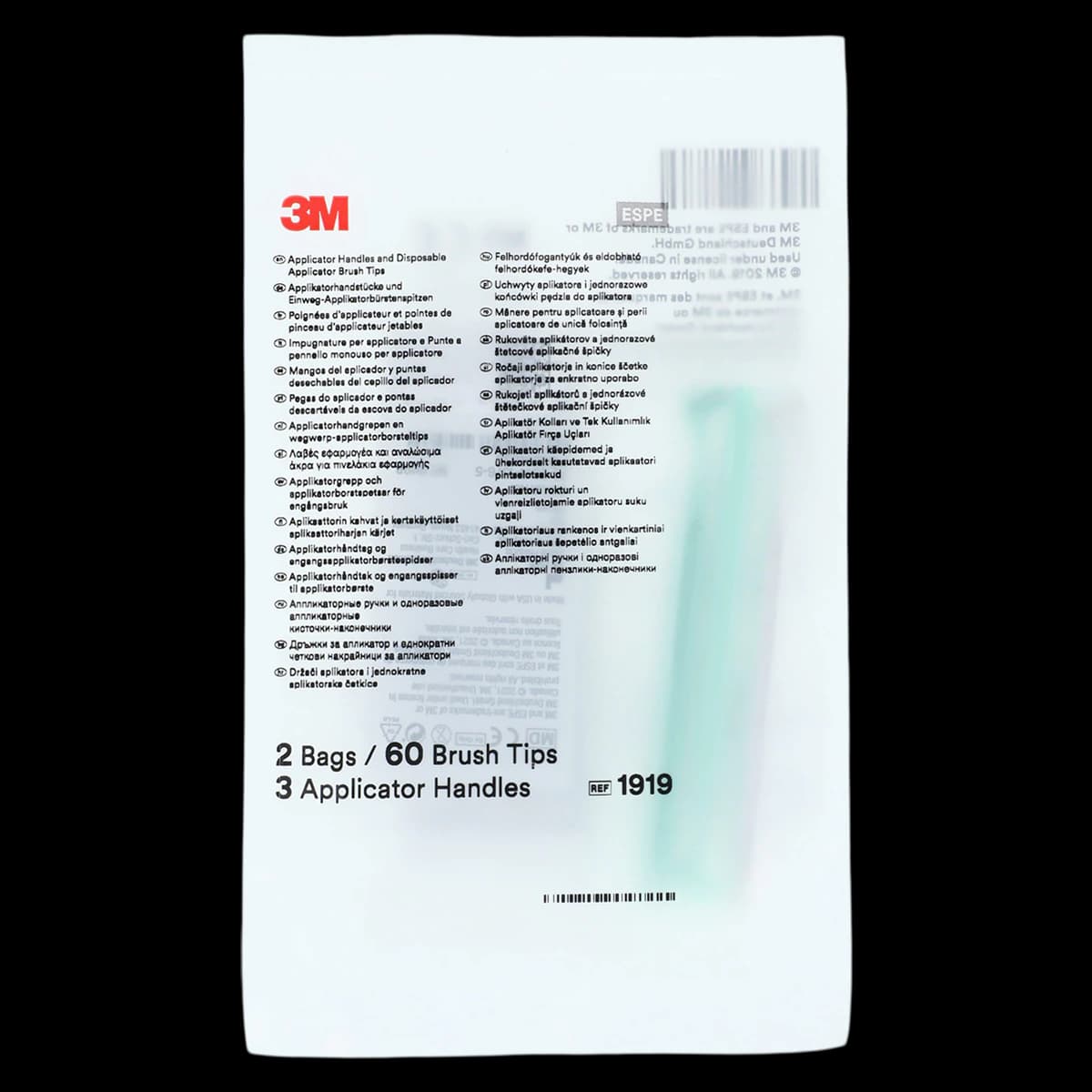 3M (Solventum) Applicator Brush Kit 1919, 3 Color-Coded Handles & 120 Disposable Brush Tips - Applicator Handles 120/Pk - Image 1