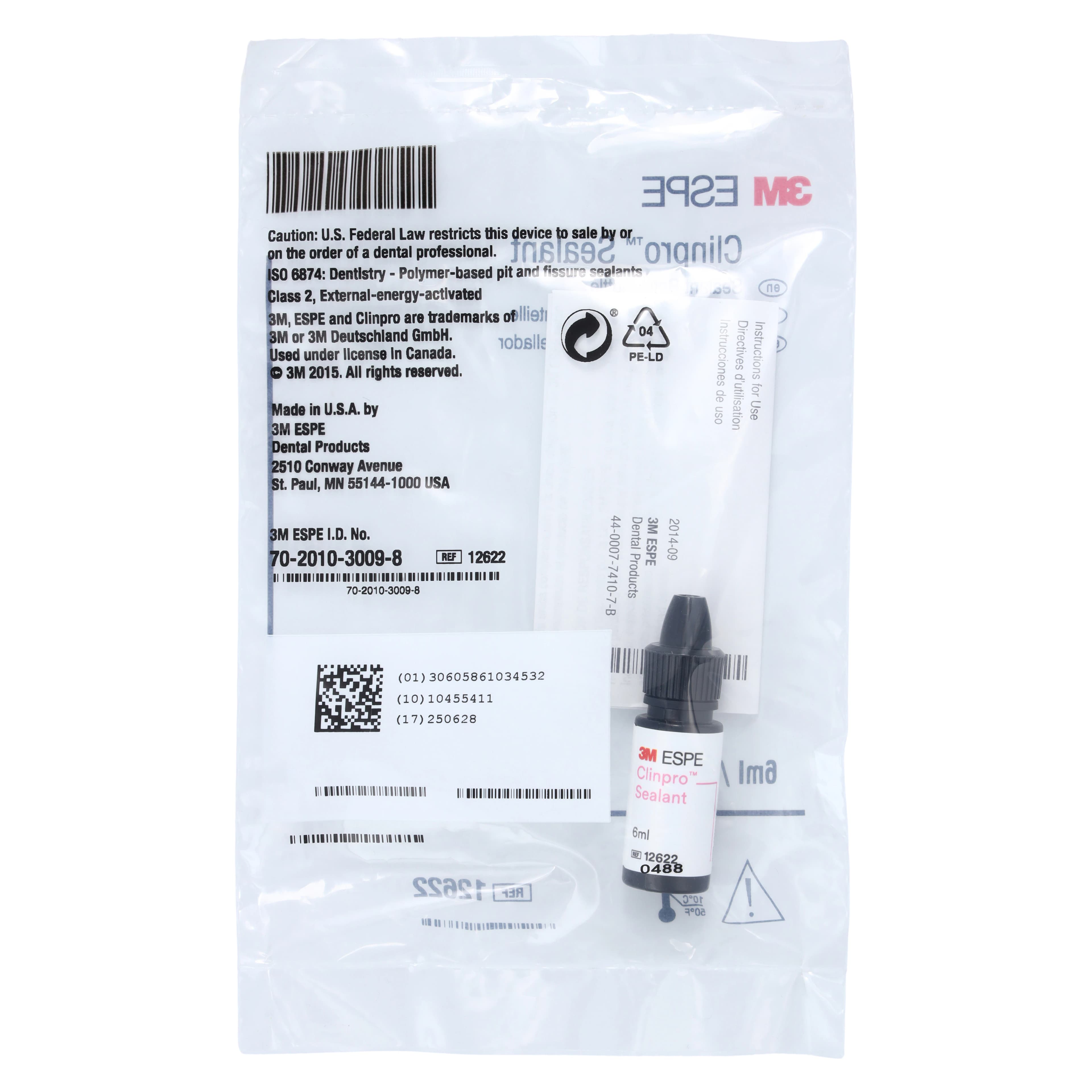 3M Clinpro Sealant Refill Bottle, 6 mL, Pink-to-White Color-Change, Fluoride-Releasing, 1/Pk, 12622 - Clinpro Sealant Refill Bottle 6ml - Image 1