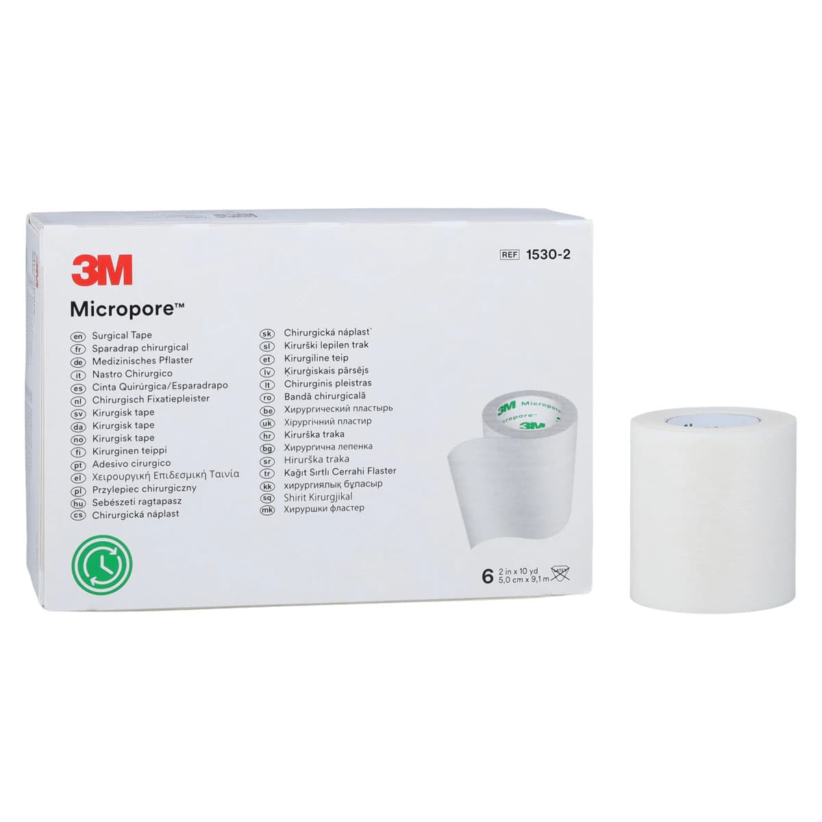 3M Micropore Surgical Tape, Paper, White, 2" x 10 yd, Non-Sterile, 6/Box - Tape Micropore Surg Paper Wht - Image 1