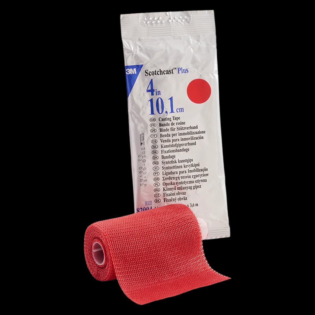 3M Scotchcast Plus Fiberglass Casting Tape, 4" x 4 yd, Red, 10/Case, 82004R - 3M SCOTCHCAST PLUS CASTING TAPE 82004R - Image 1