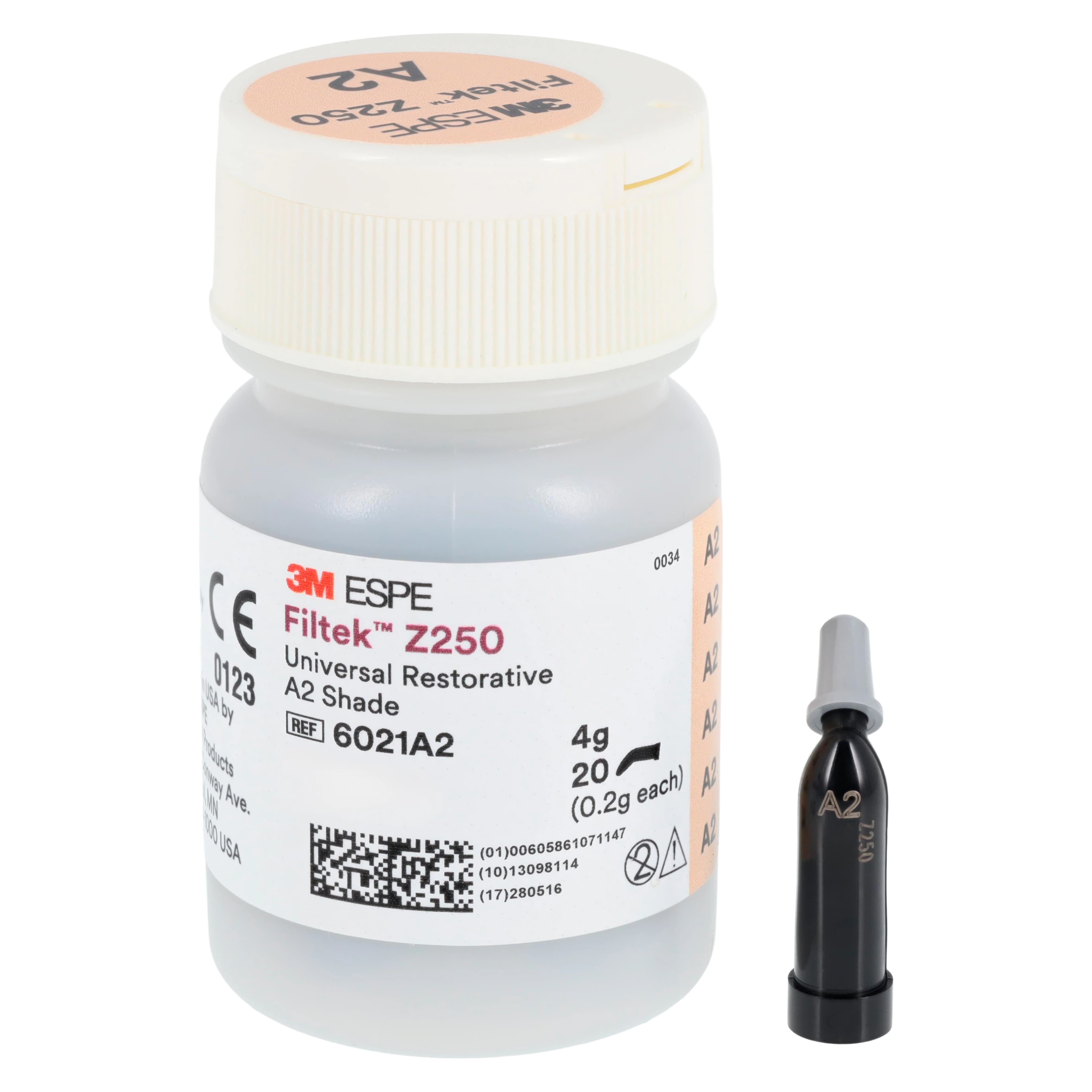 3M Filtek Z250 Universal Restorative Capsule Refill, Shade A2, 0.2 g, 20/Box, 6021A2 - Filtek Z250 Universal Restorative Caps A2 Refill 20Bx - Image 1