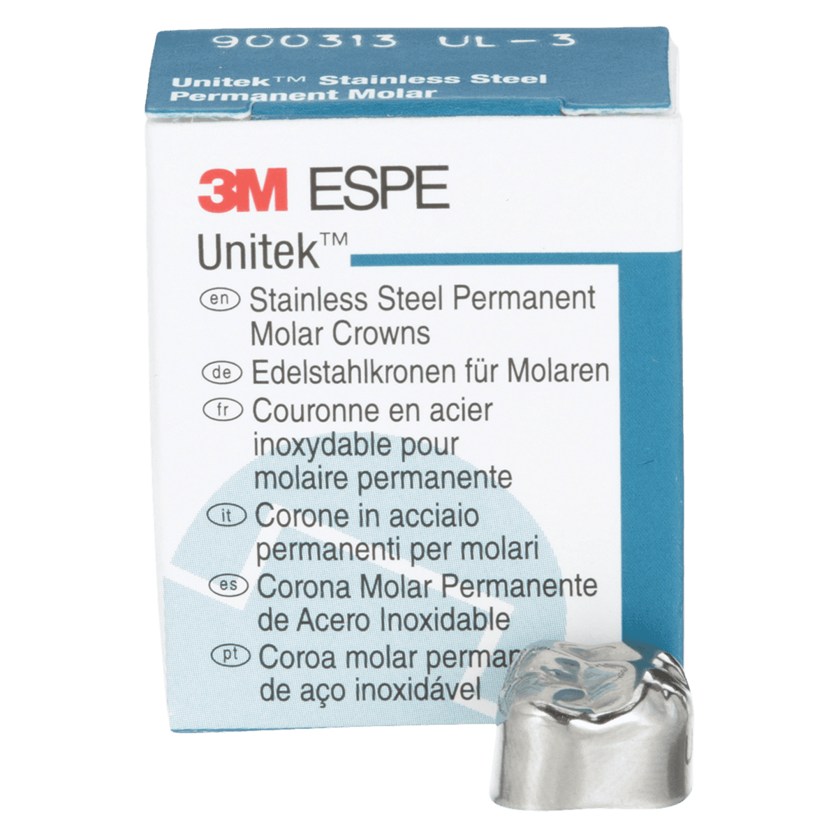 3M Unitek Stainless Steel Permanent Molar Crowns, Upper Left First Permanent Molar, Size 3 (3UL), 5/Box, 900313 thumbnail 2
