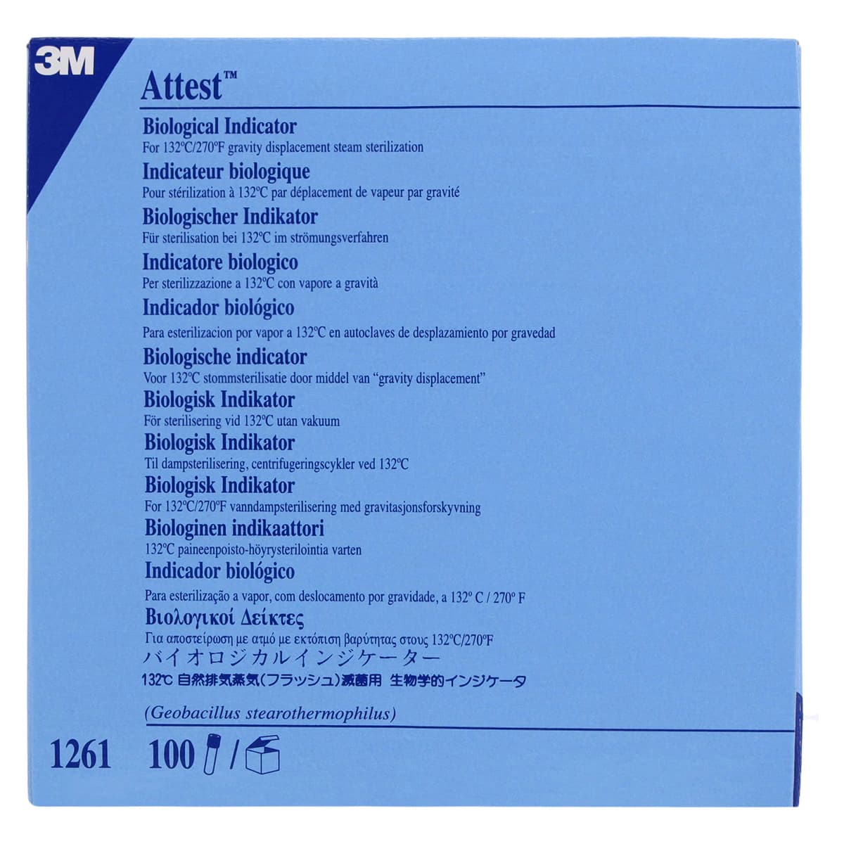3M Attest Steam Biological Indicator, 1261, Blue Cap, 24-Hour Readout, Box of 100 thumbnail 5